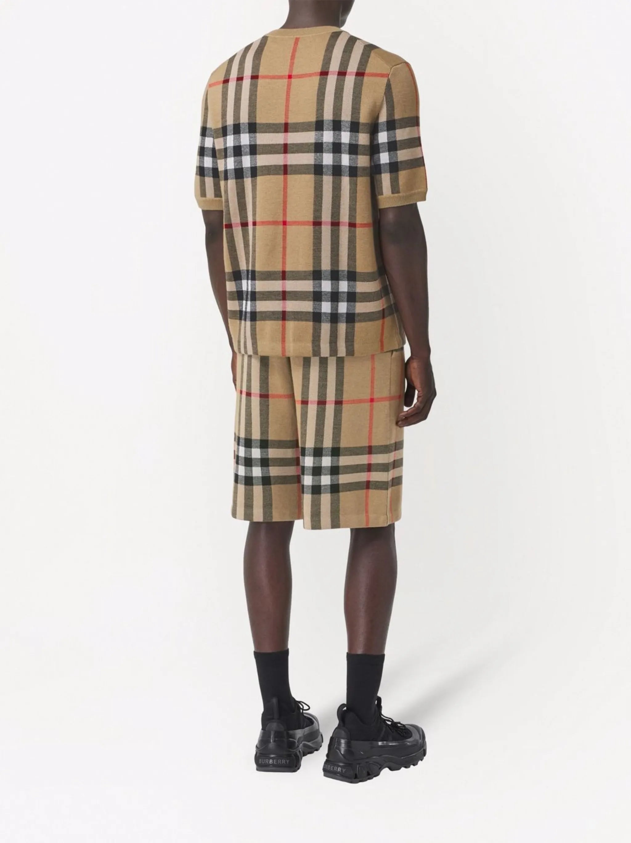 check-print silk-wool T-shirt