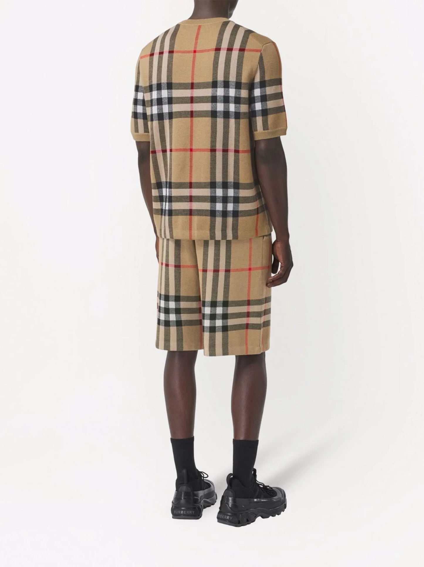 check-print silk-wool T-shirt