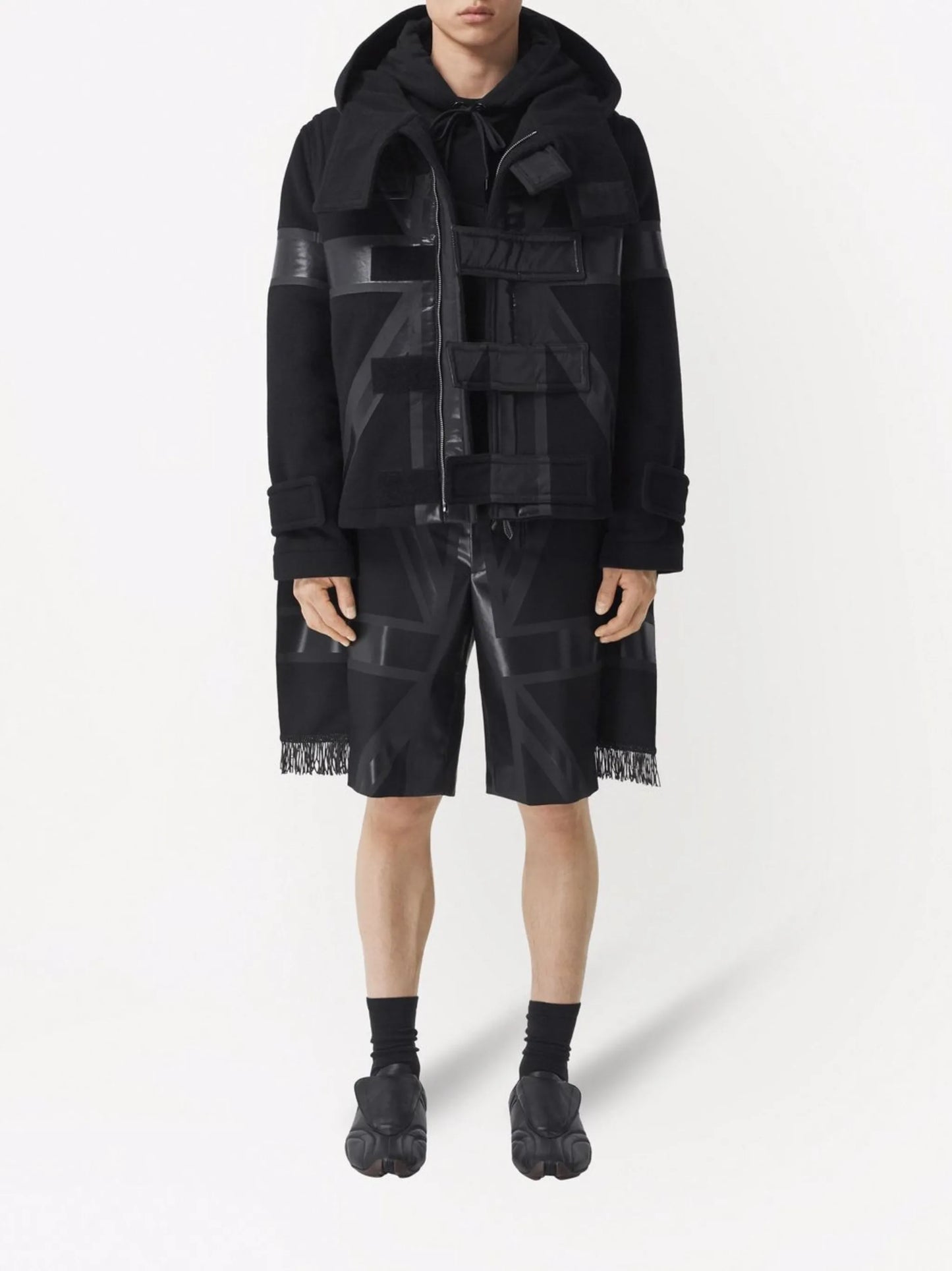 flag-print wool shorts