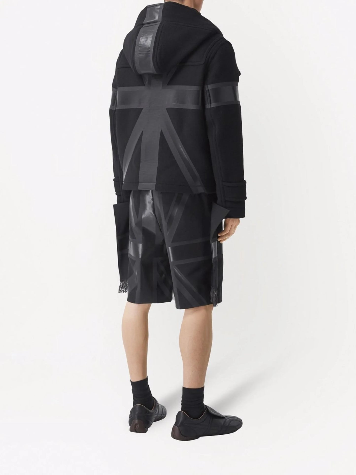 flag-print wool shorts