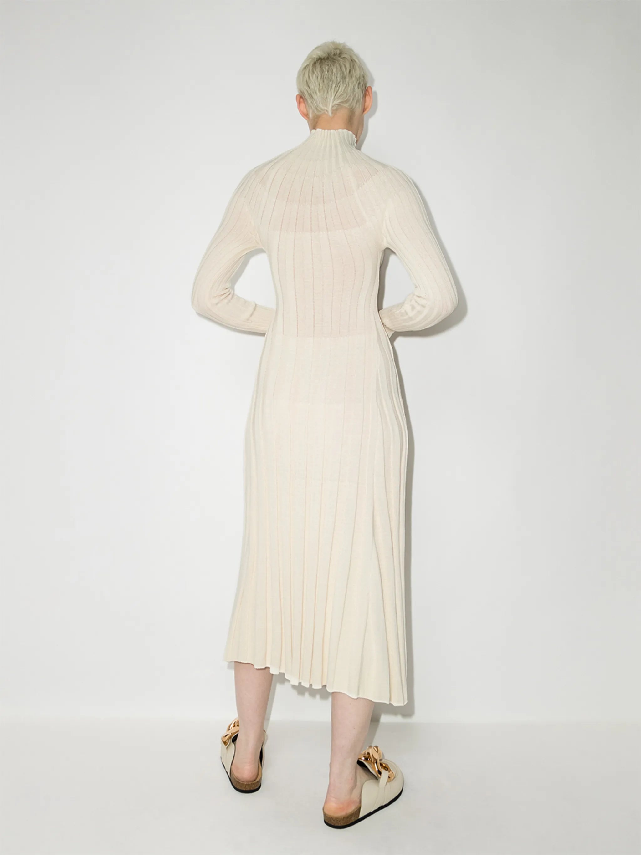 ribbed-knit midi dress