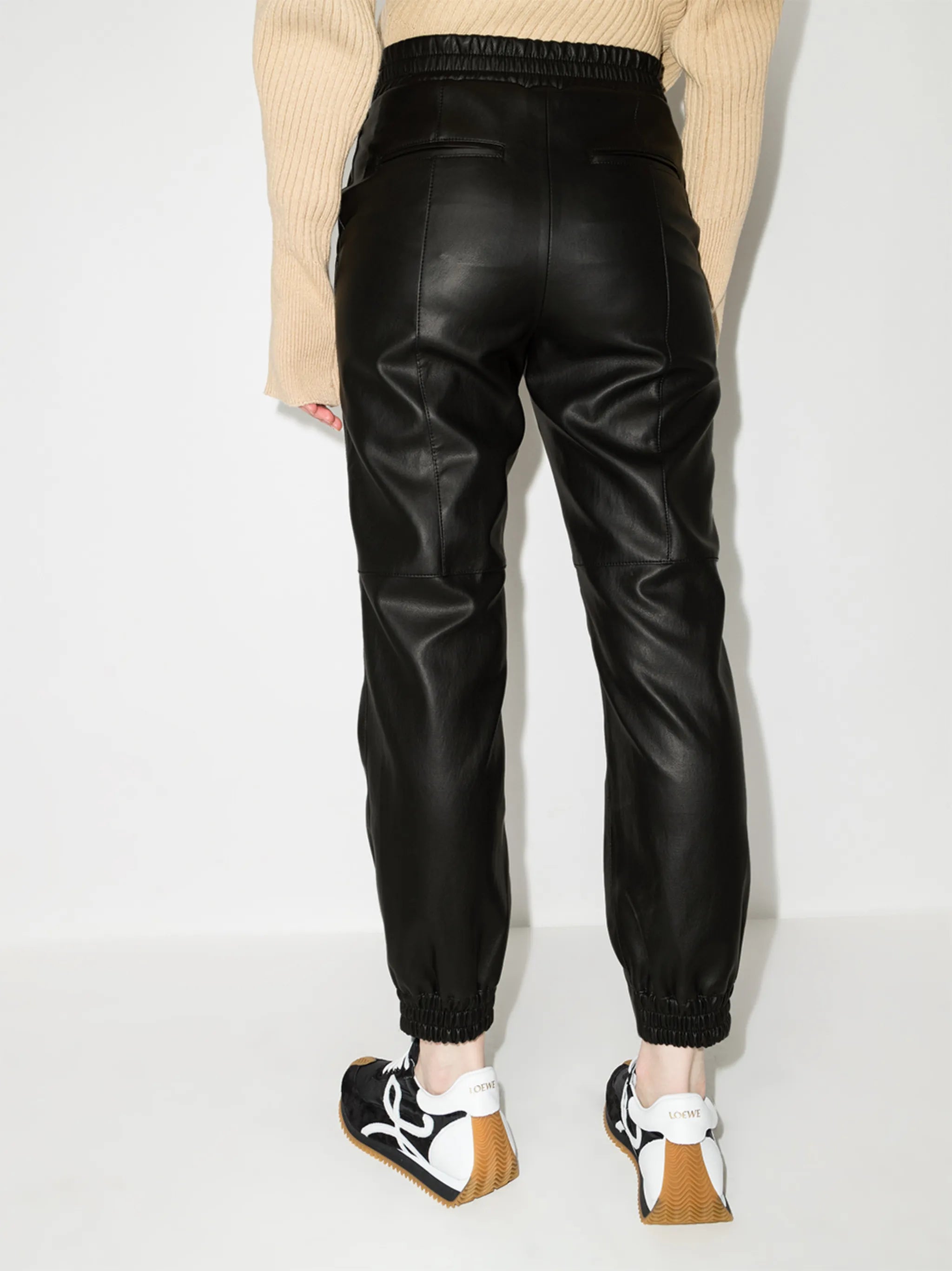 faux leather track pants
