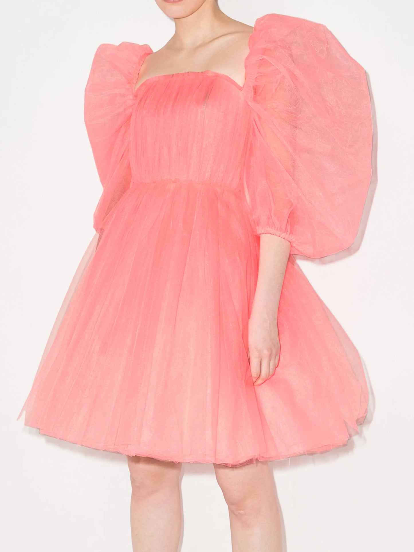 puff-sleeves A-line dress