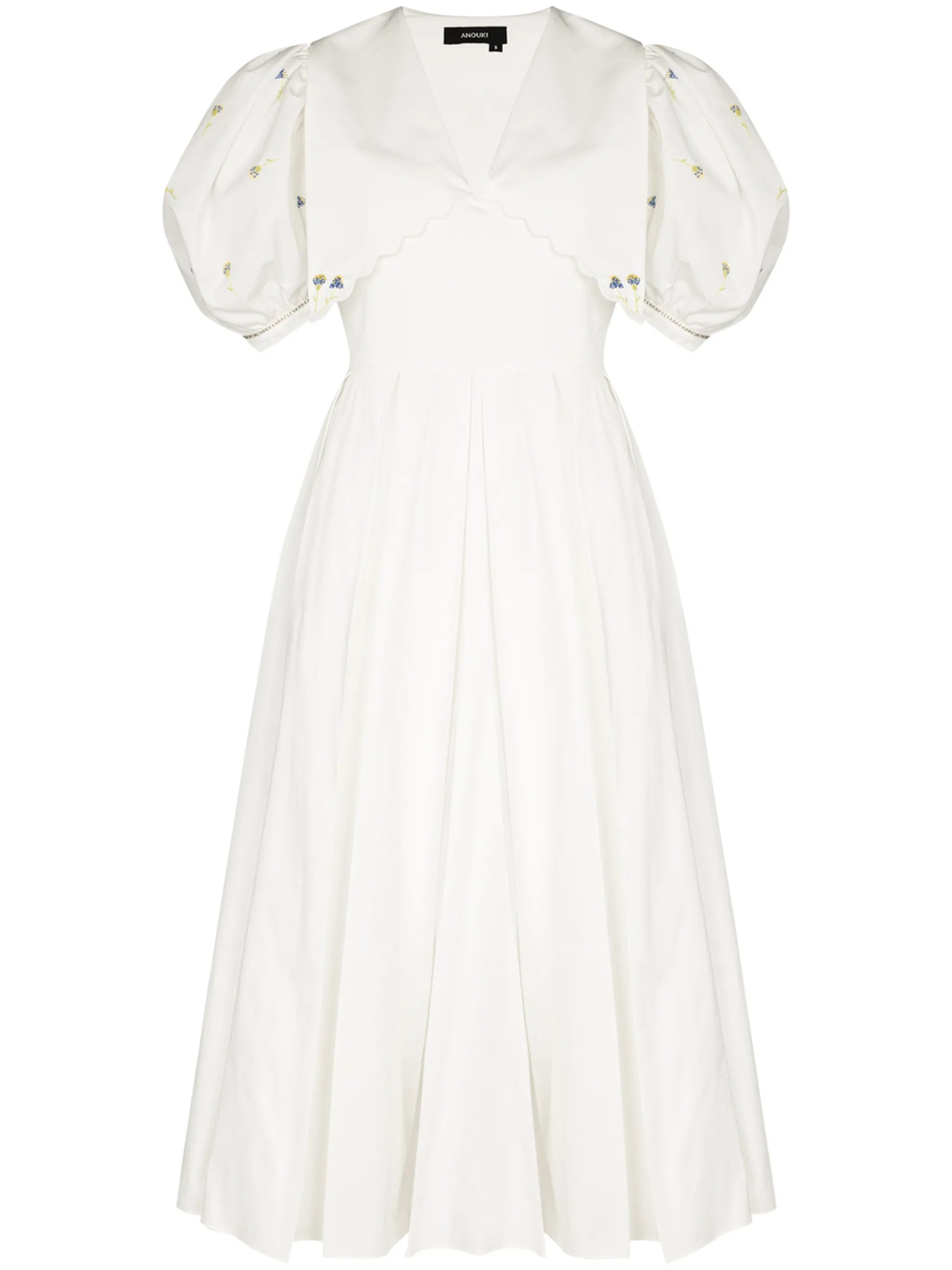 embroidered puff-sleeve dress
