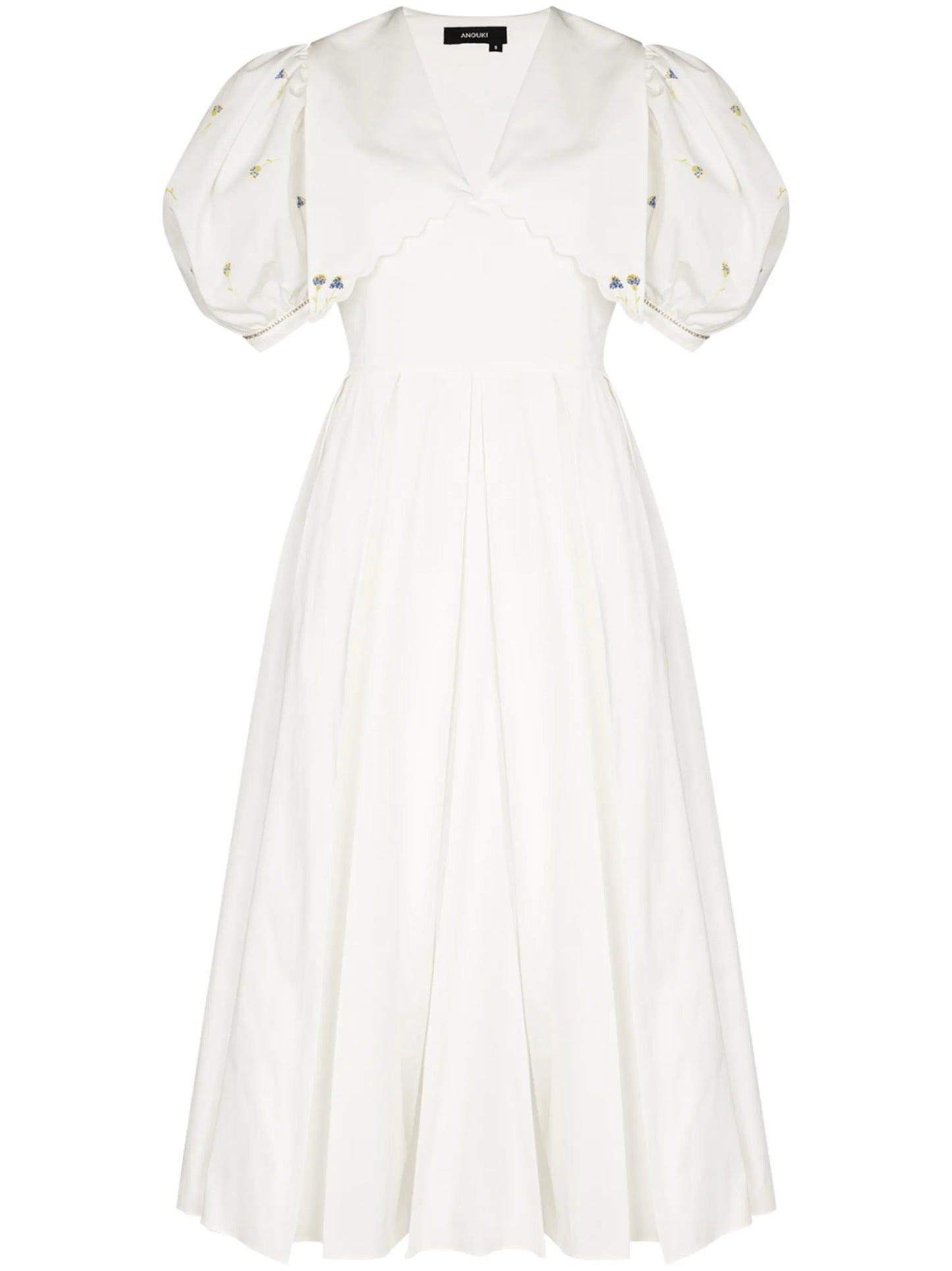 embroidered puff-sleeve dress