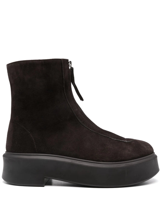 zipped suede boot