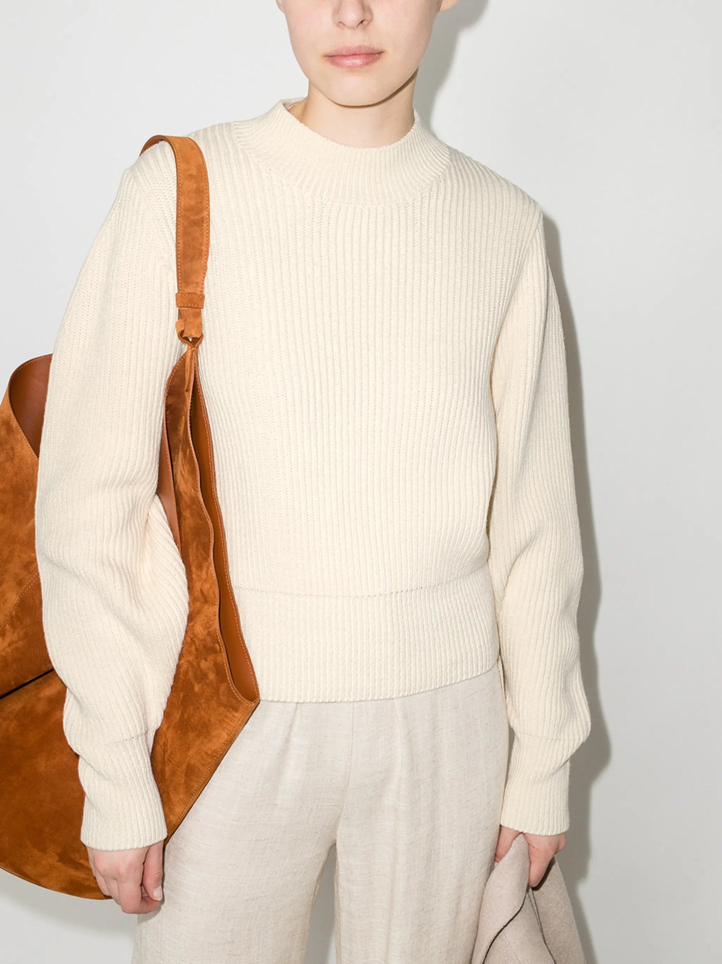 ribbed mock-neck jumper