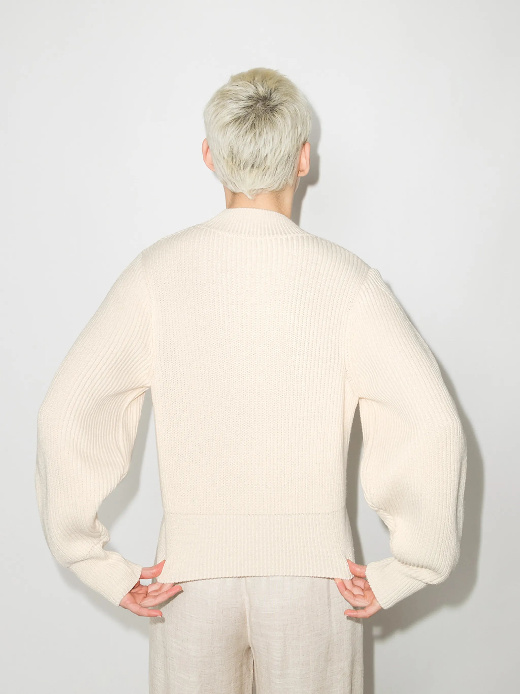 ribbed mock-neck jumper
