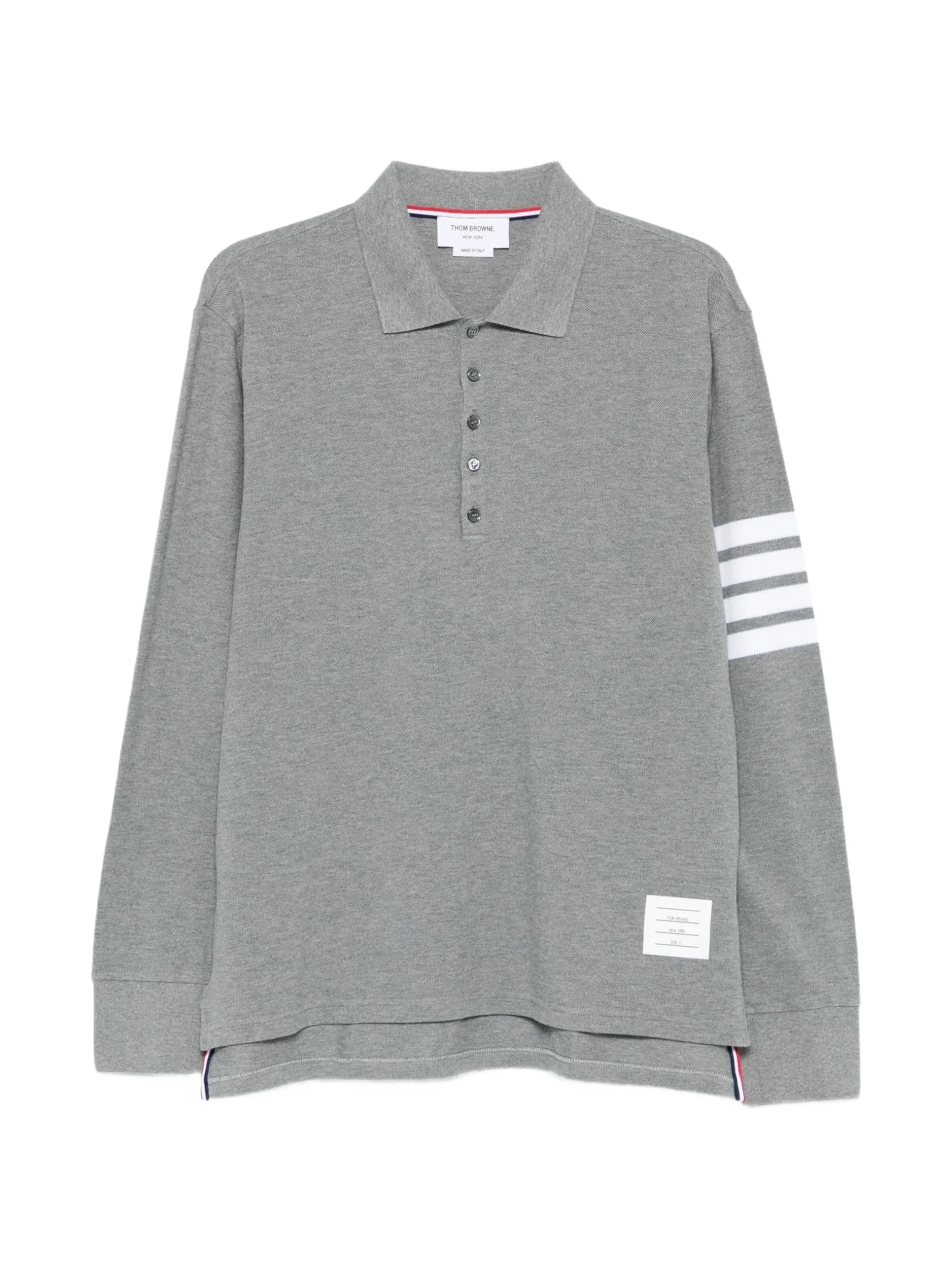 cotton pique 4-Bar long sleeve polo