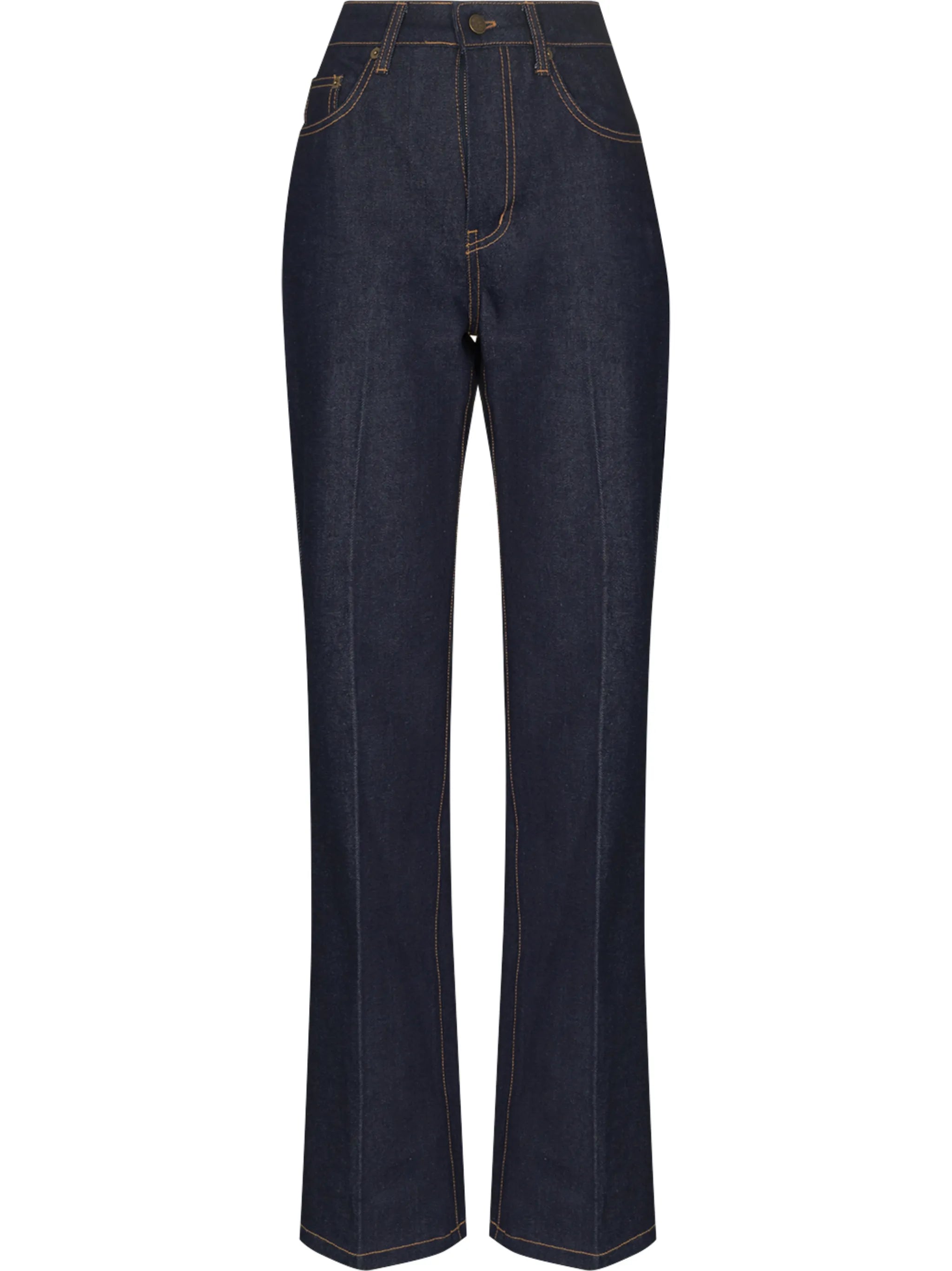 high-waisted flared jeans
