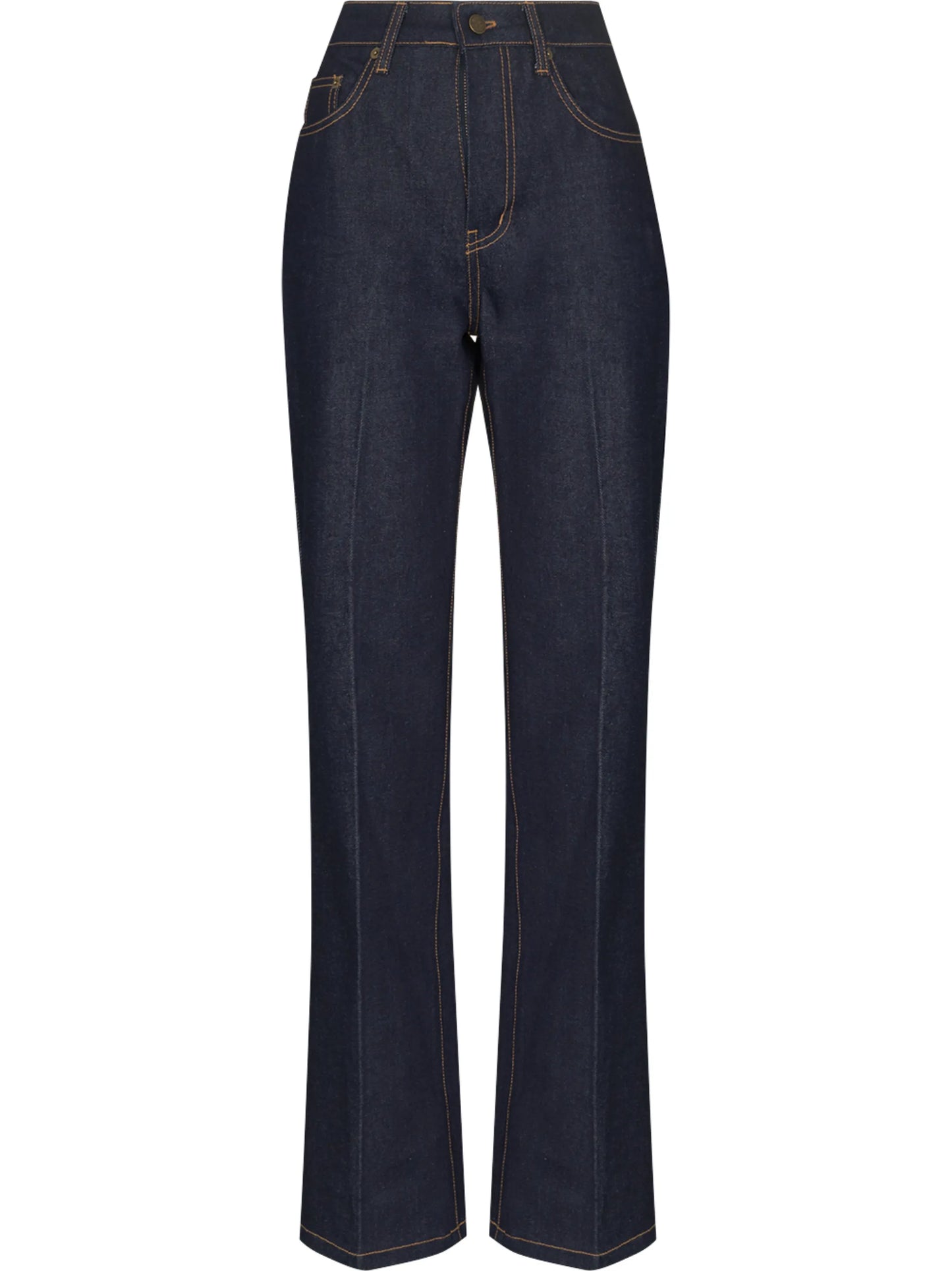 high-waisted flared jeans