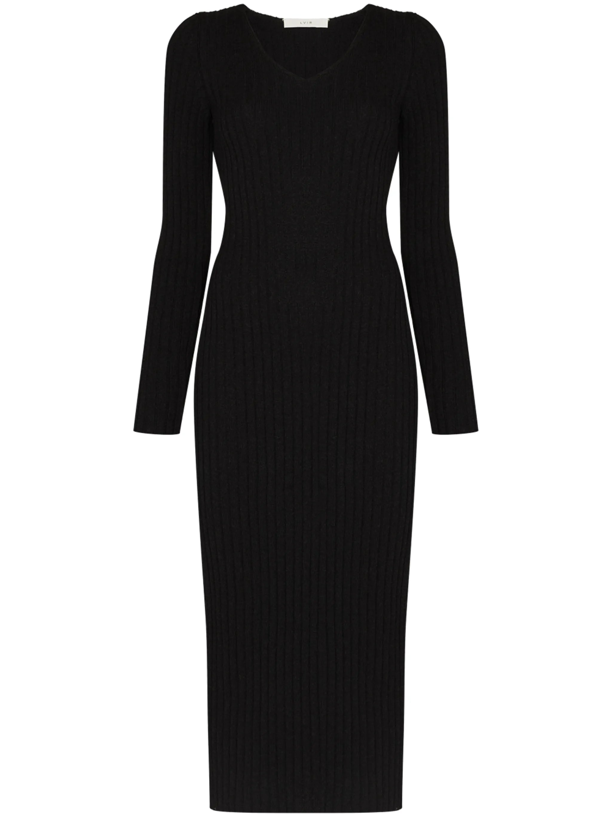 ribbed V-neck midi dress