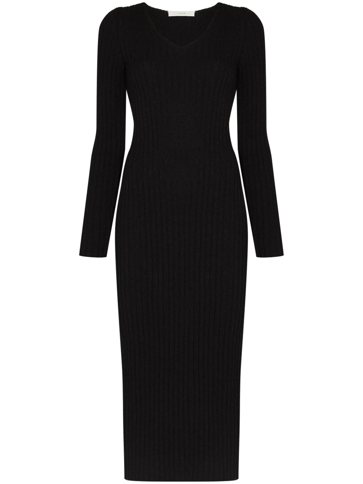 ribbed V-neck midi dress