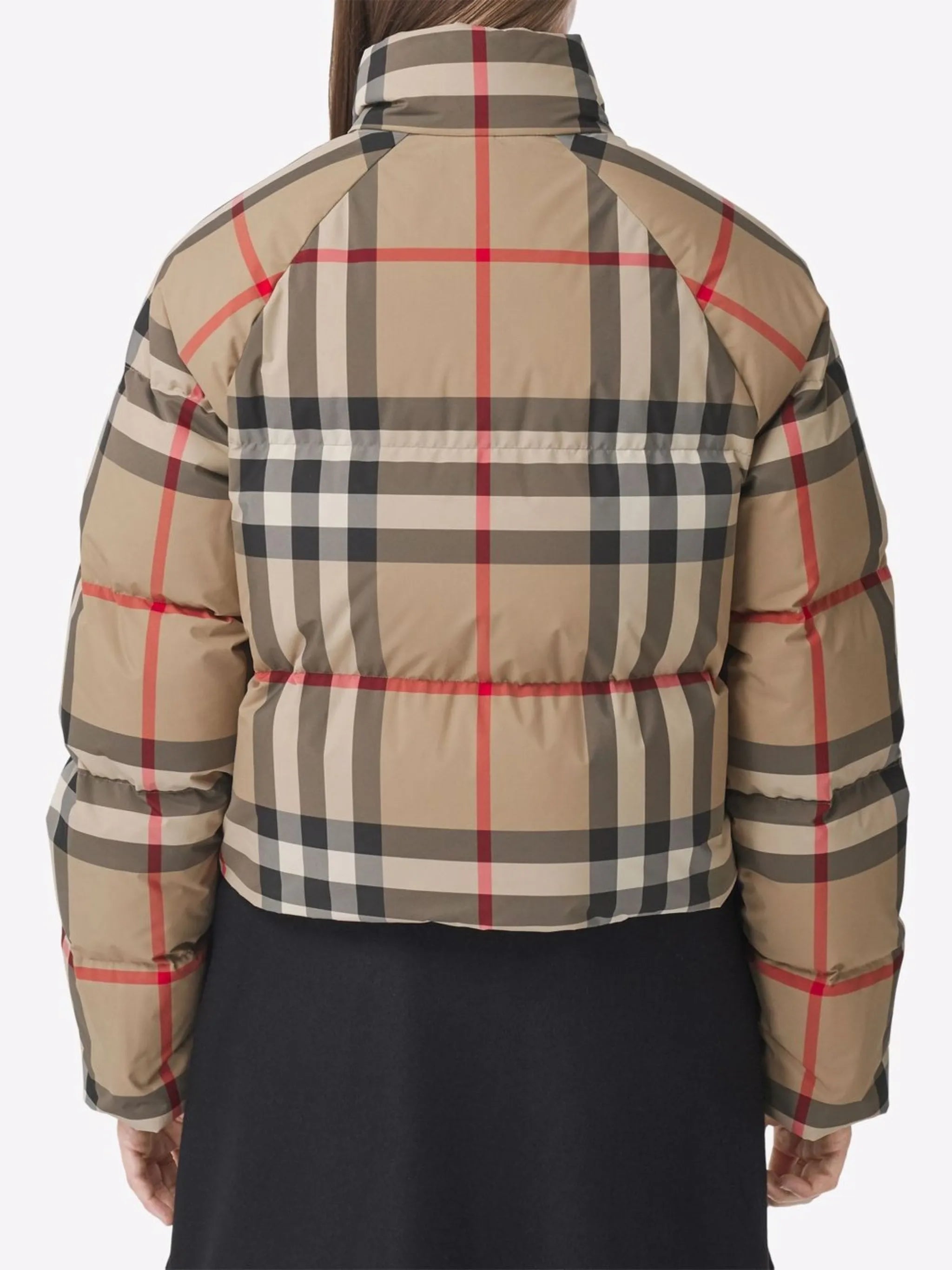 checked cropped puffer jacket