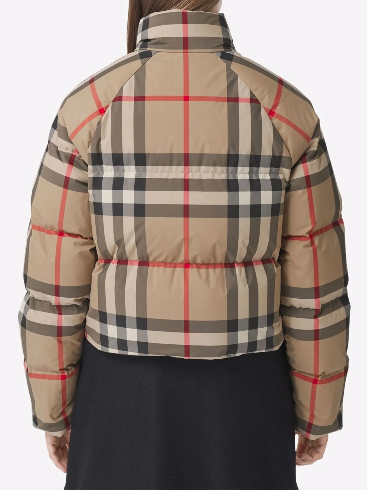 checked cropped puffer jacket