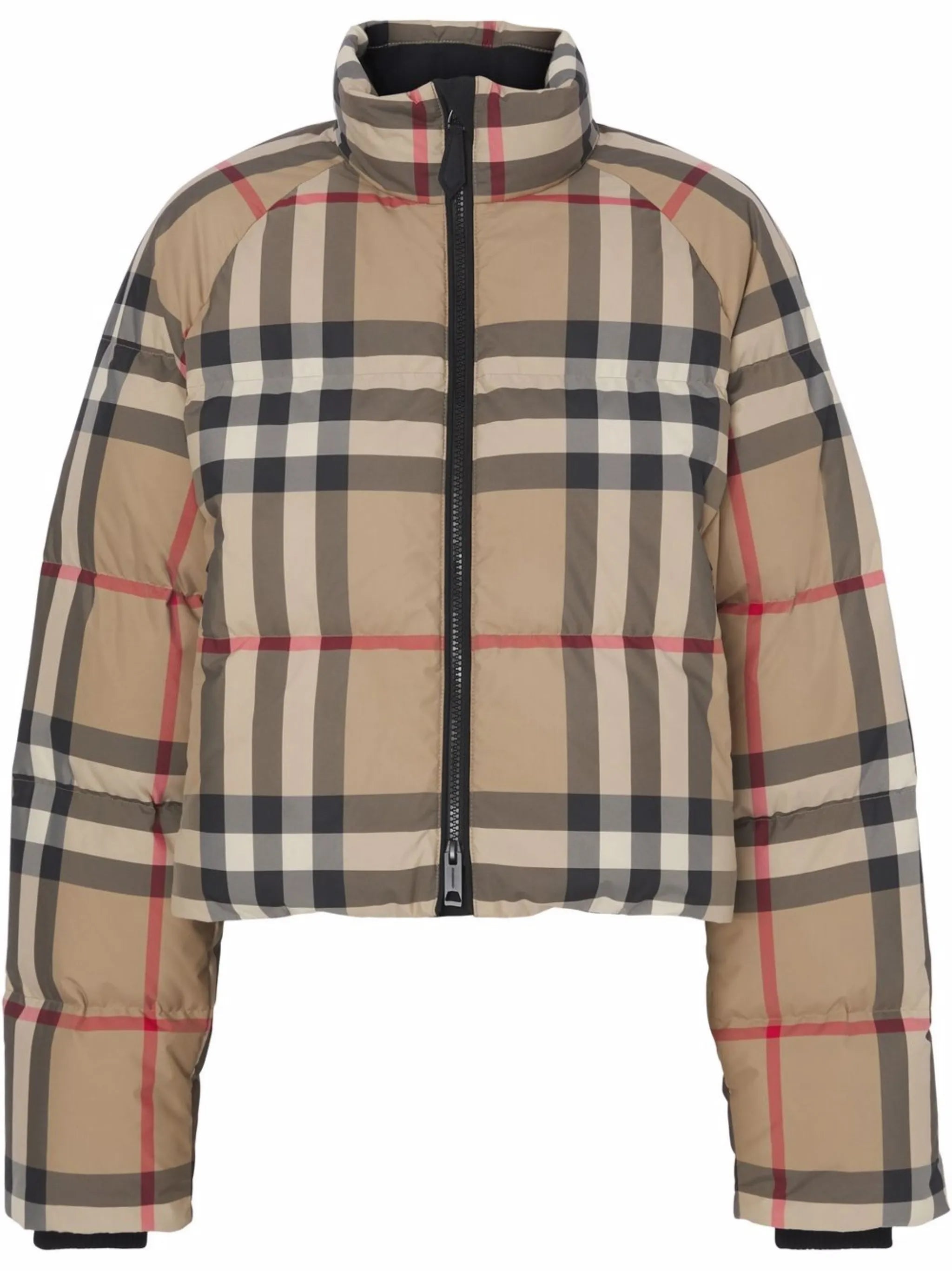checked cropped puffer jacket