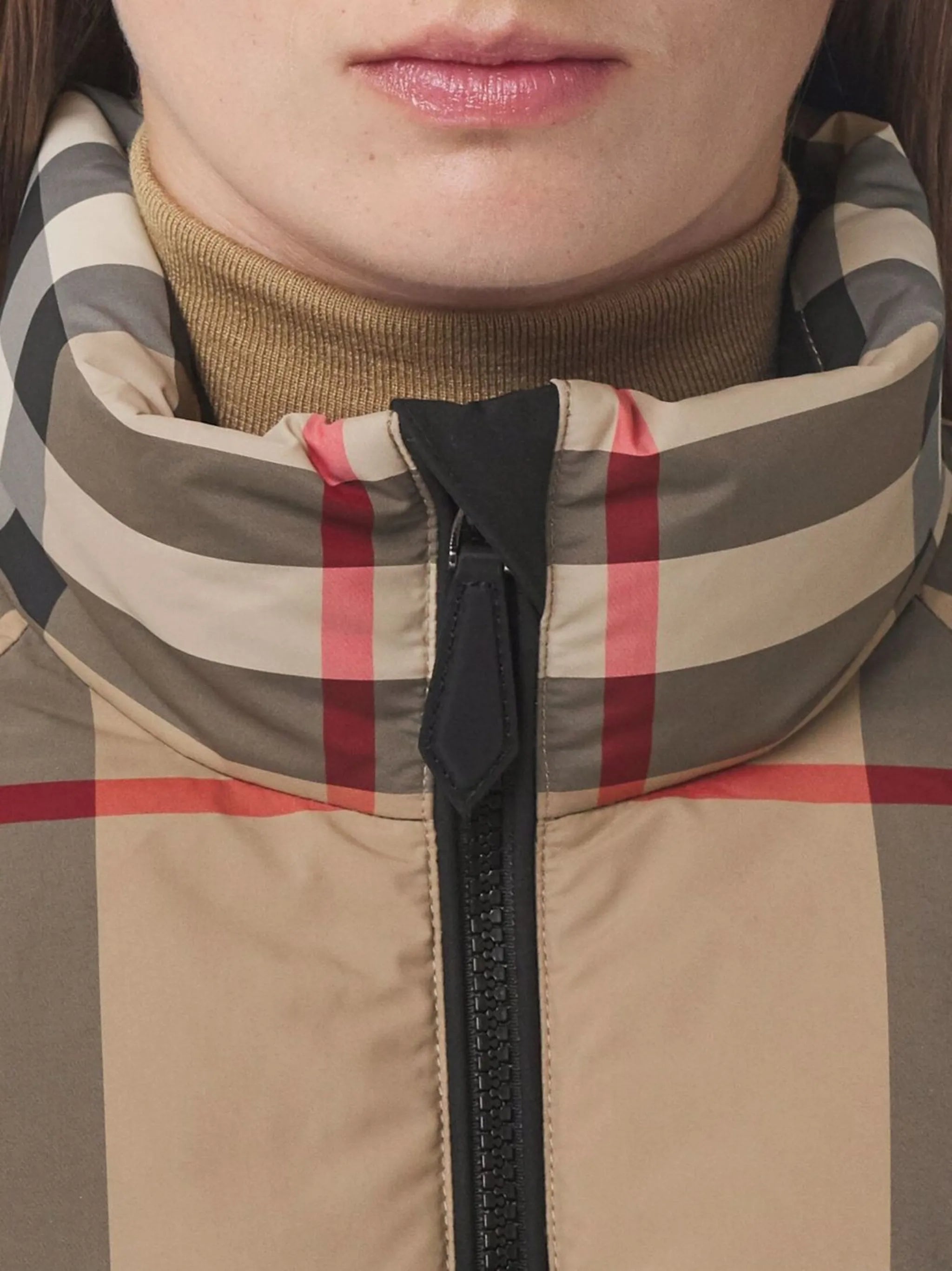 checked cropped puffer jacket