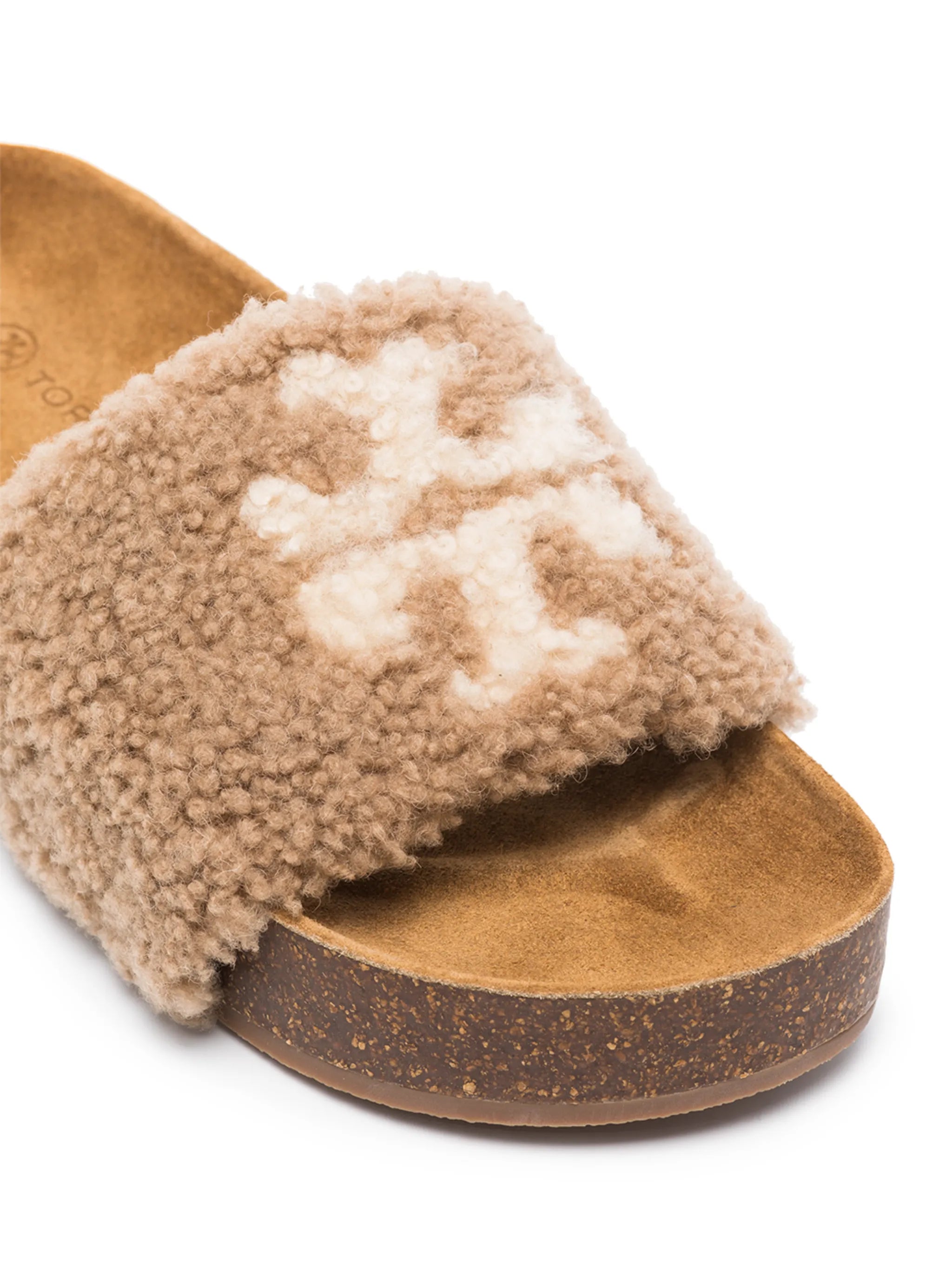 Double T shearling sandals