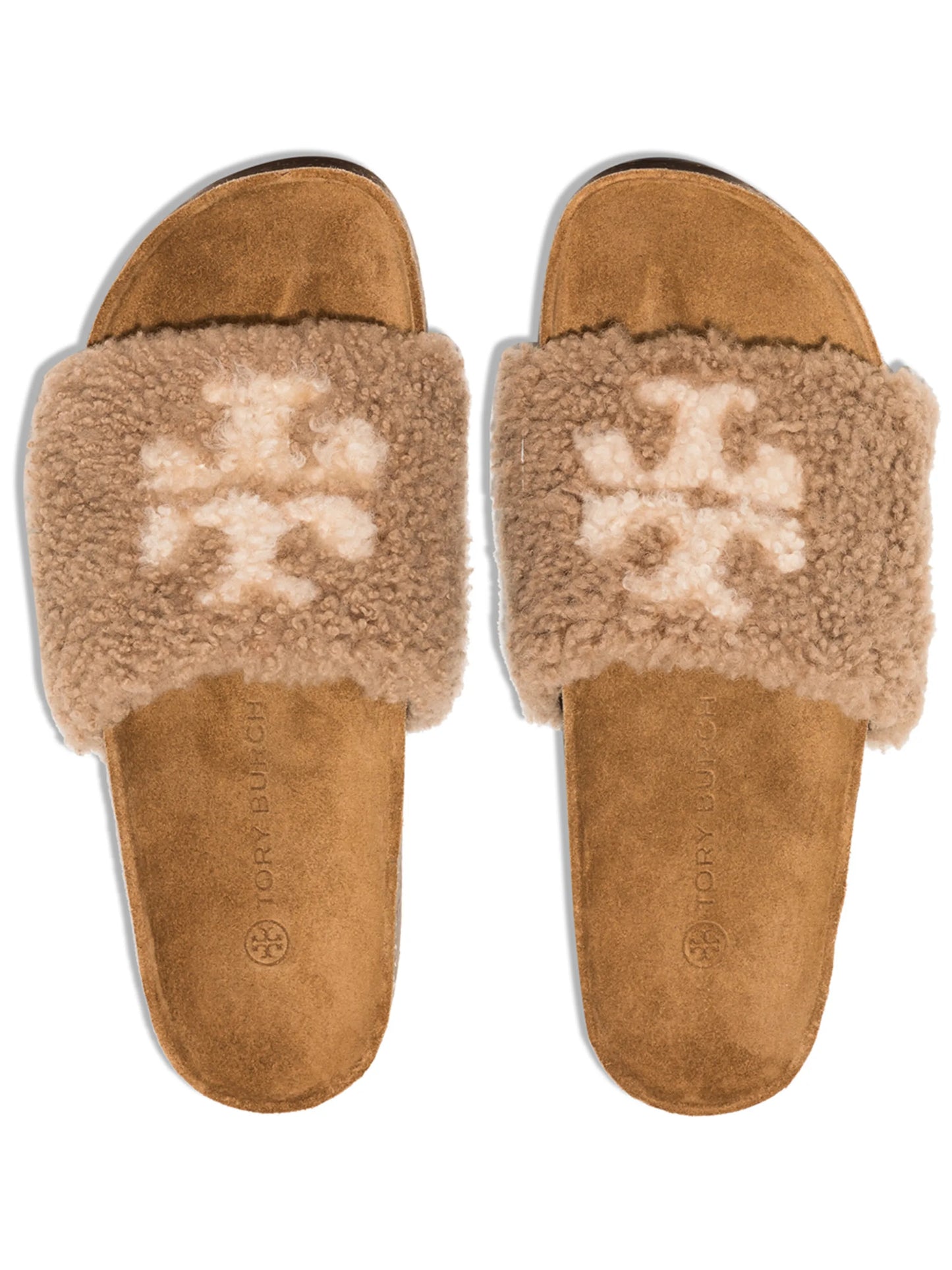 Double T shearling sandals