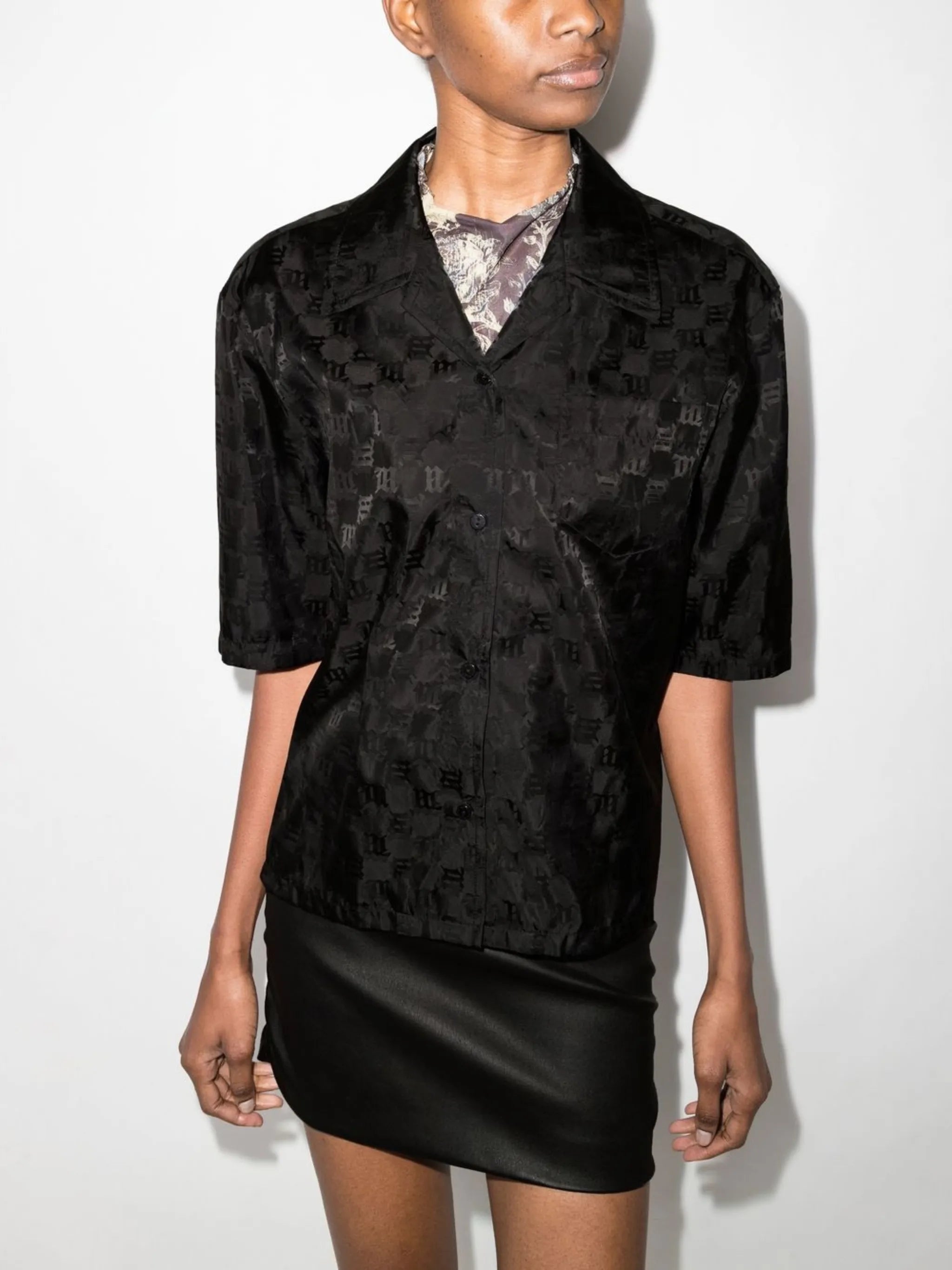 monogram pattern boxy shirt