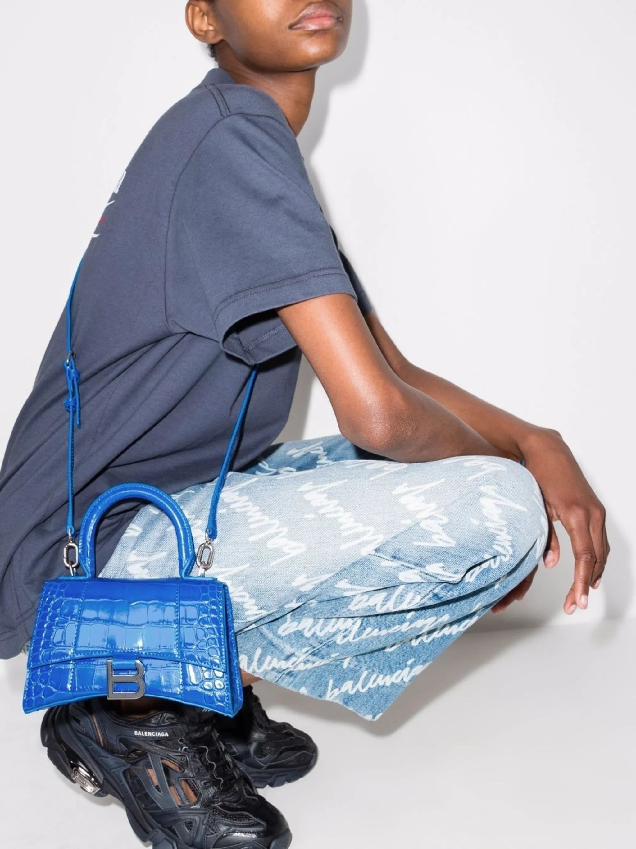 Hourglass XS embossed tote bag