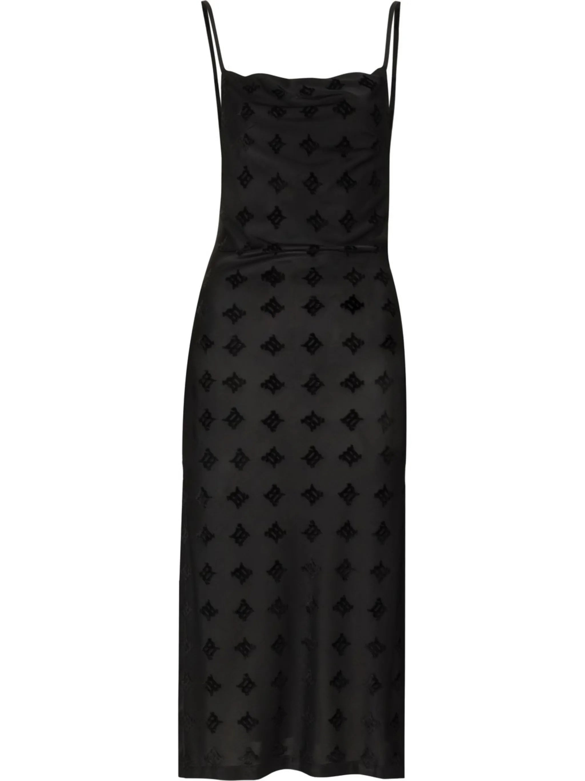velour monogram midi slip dress