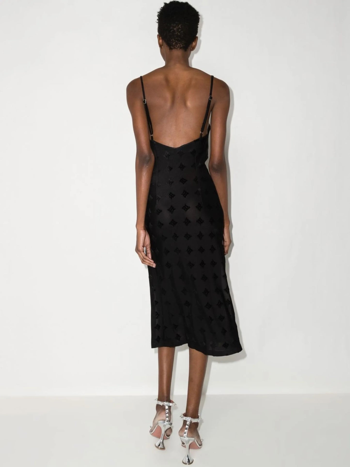 velour monogram midi slip dress