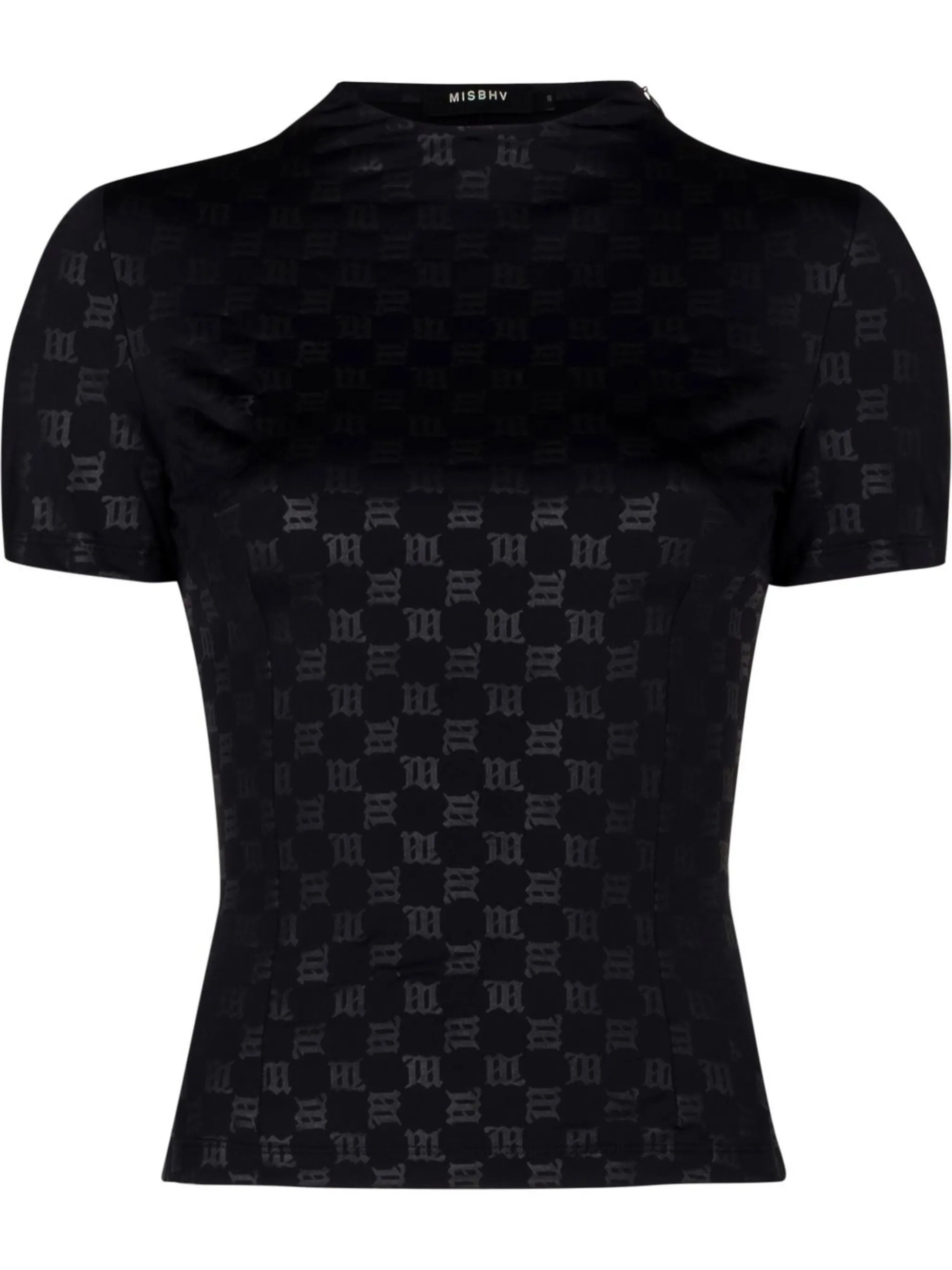 monogram-print gathered T-shirt