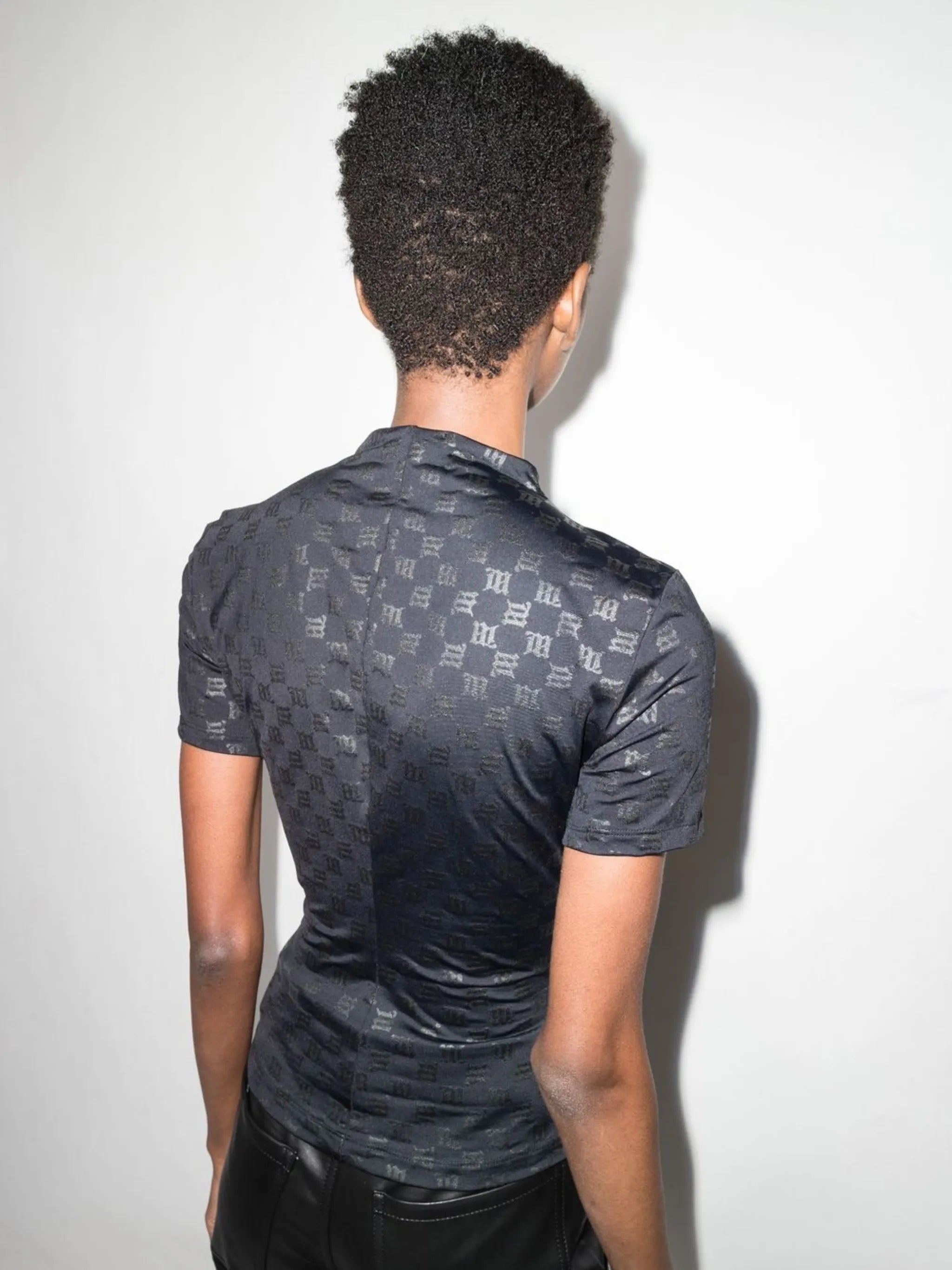 monogram-print gathered T-shirt