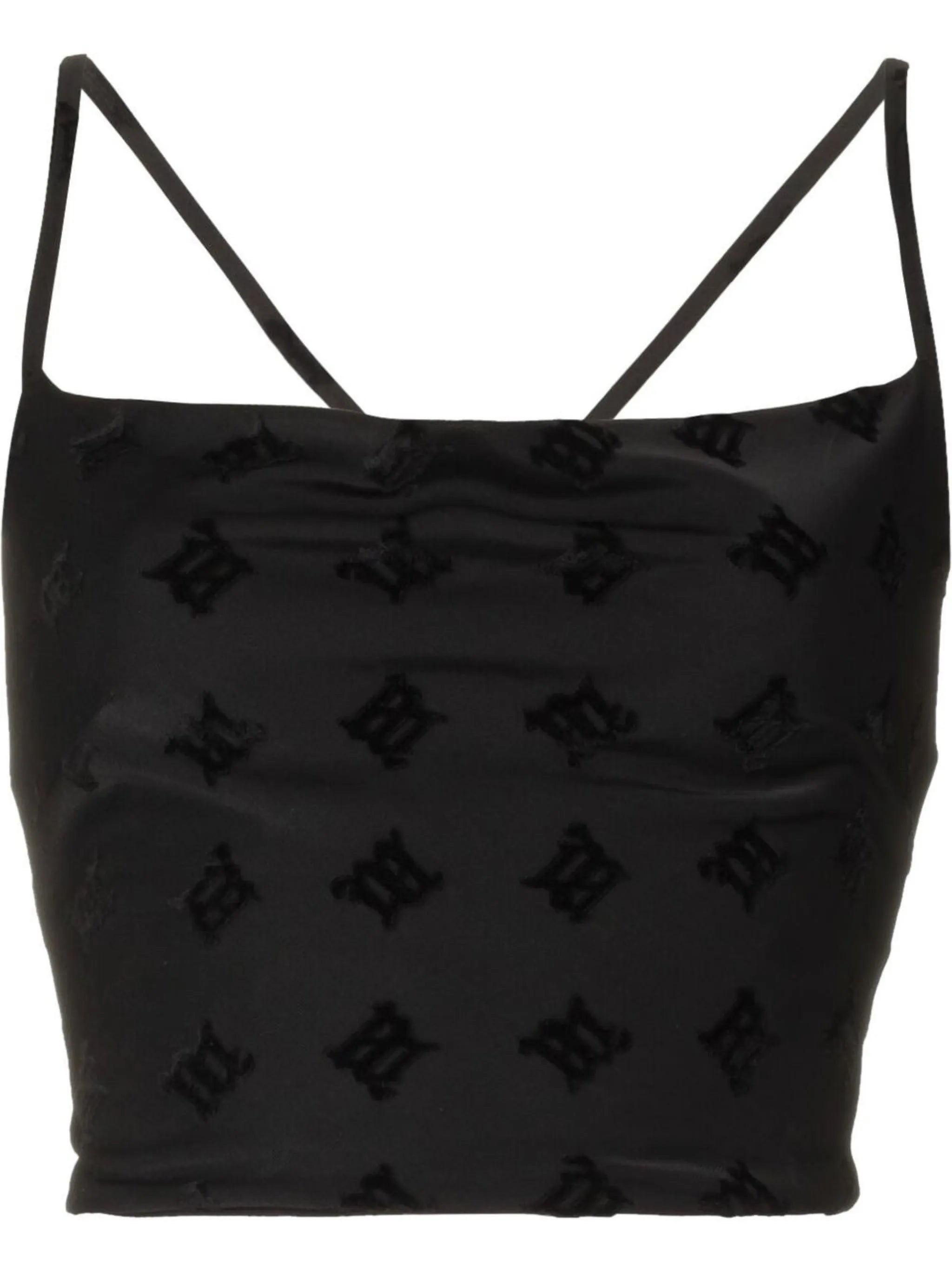 velour monogram cropped top