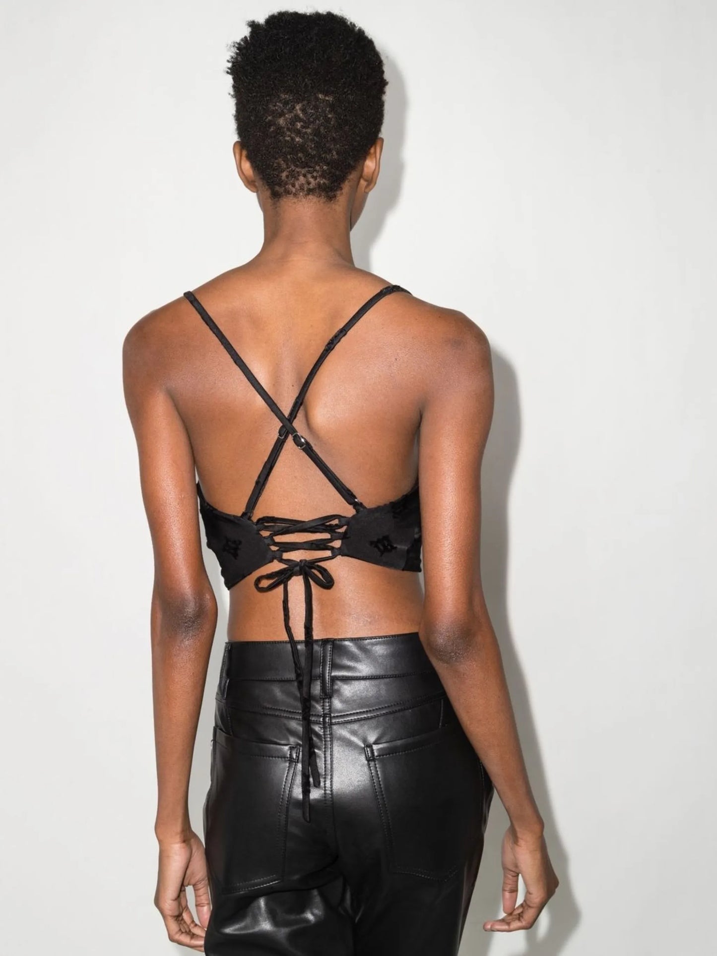 velour monogram cropped top