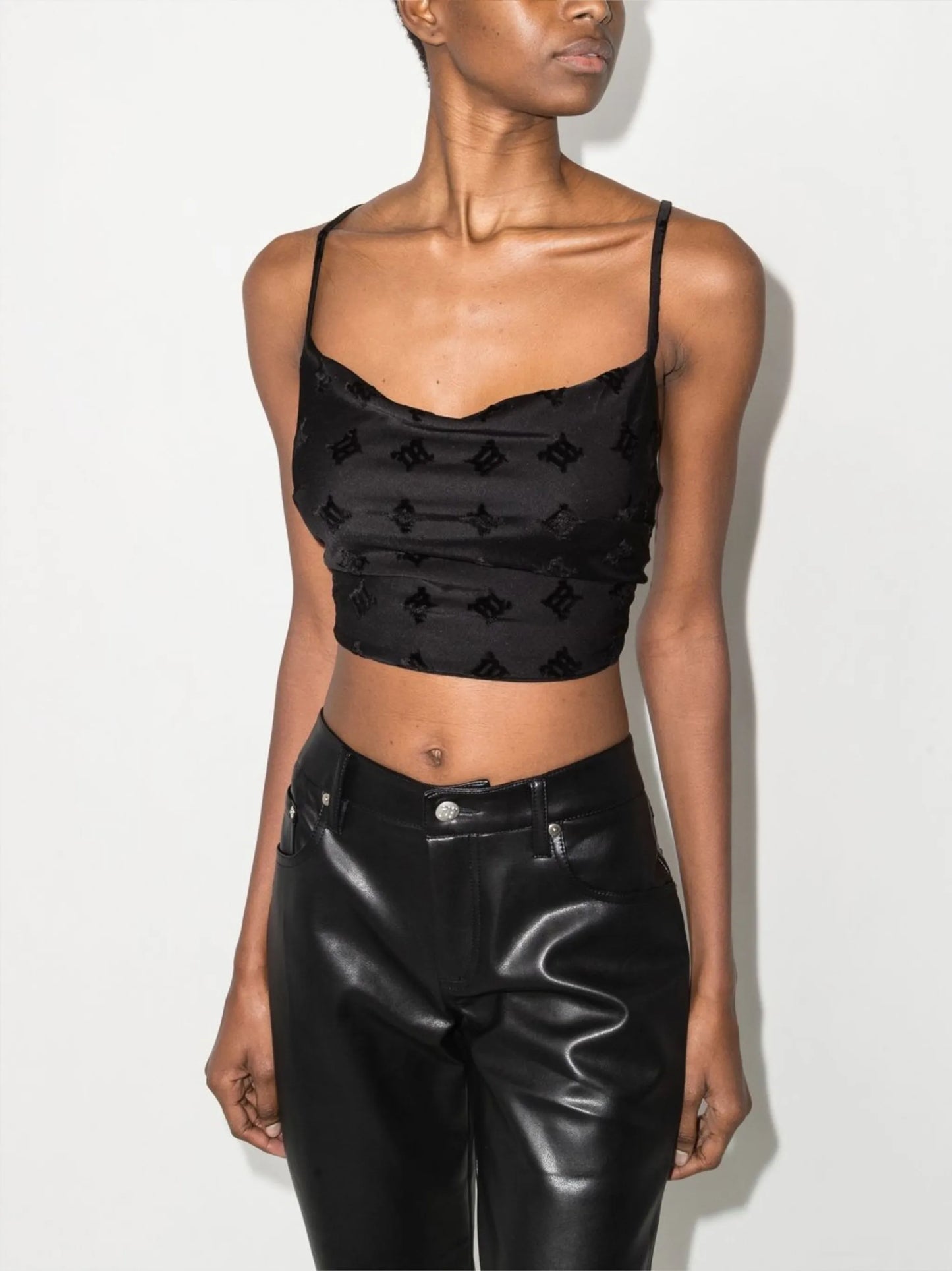 velour monogram cropped top
