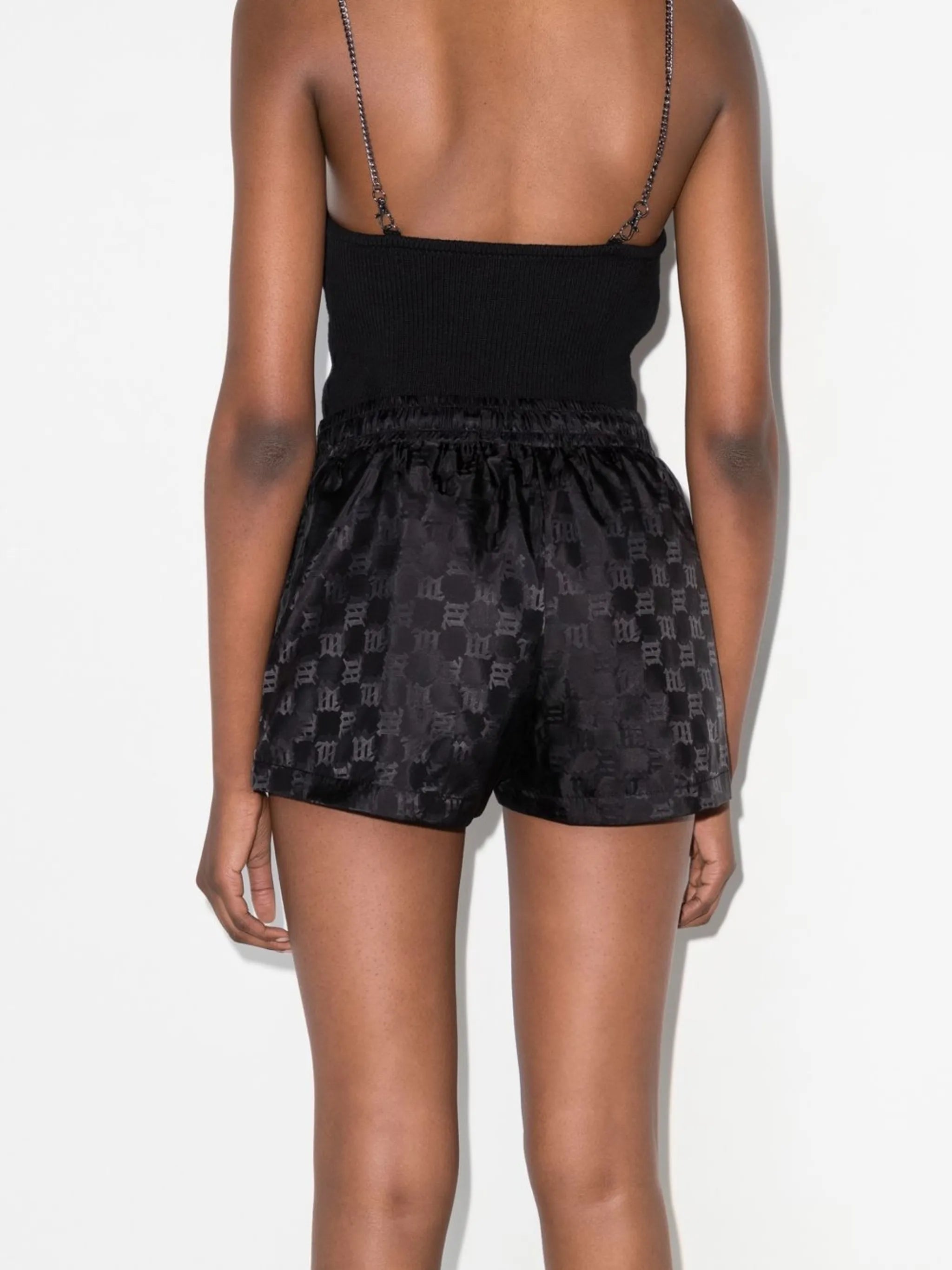 monogram-print elasticated-waistband shorts