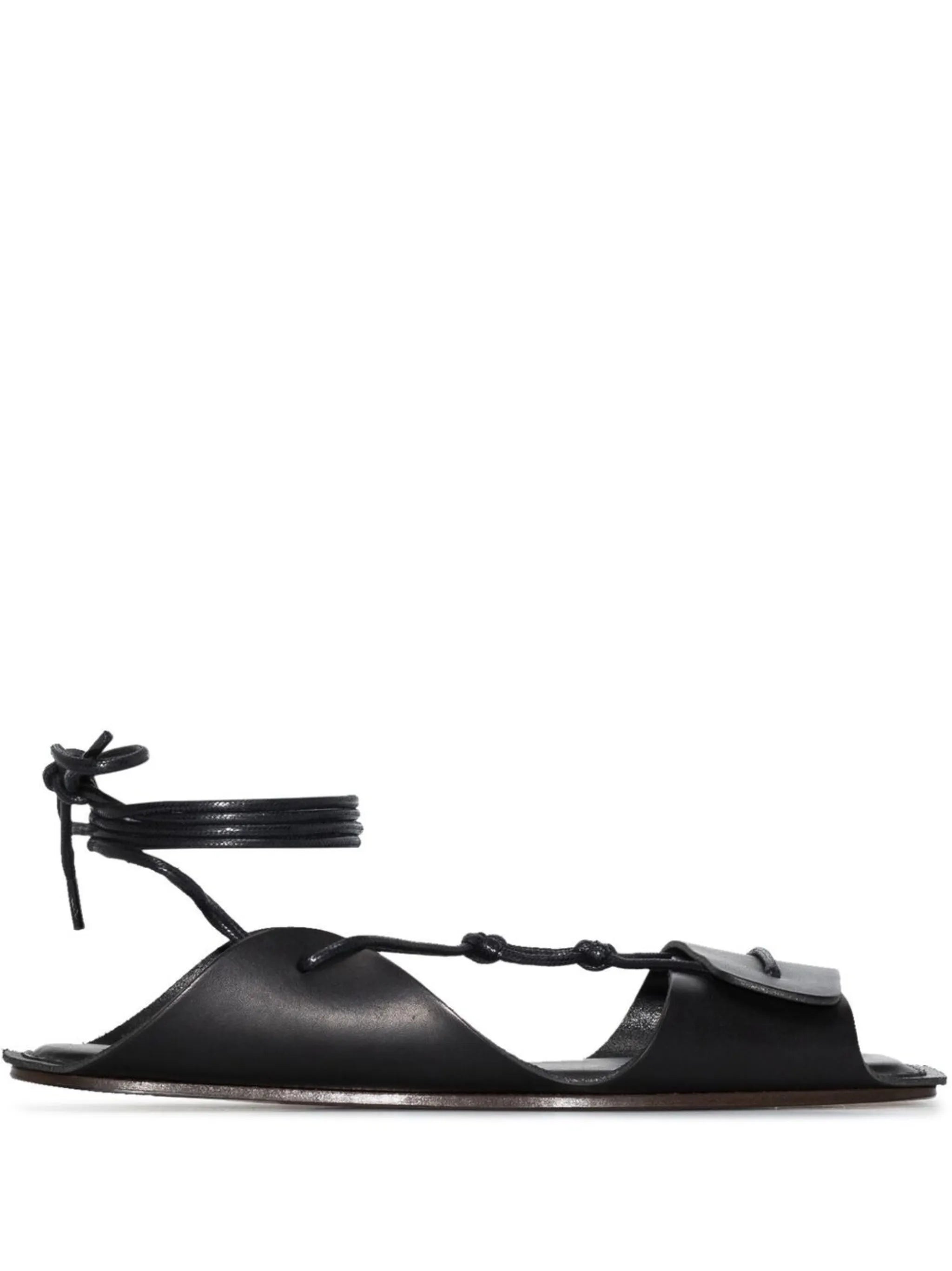 tie-fastened leather sandals