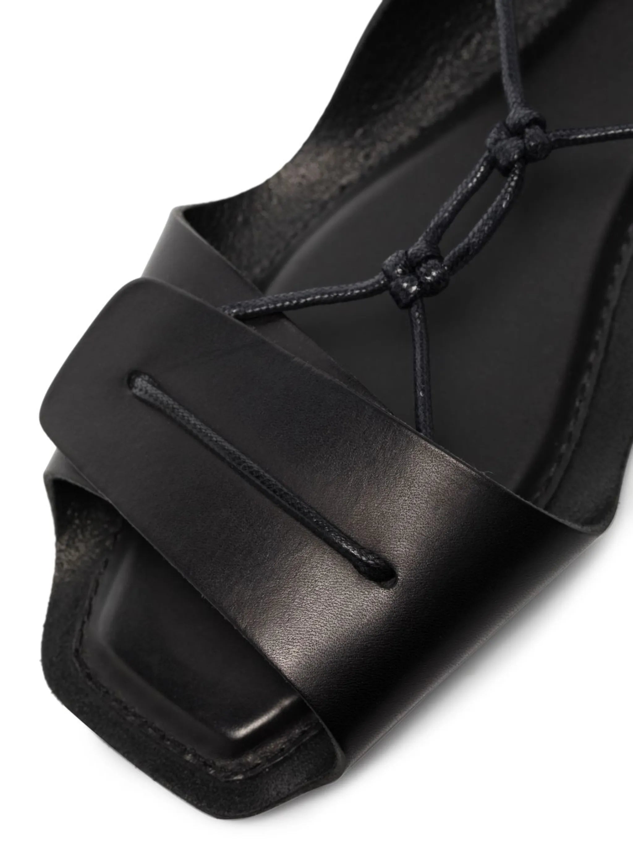 tie-fastened leather sandals