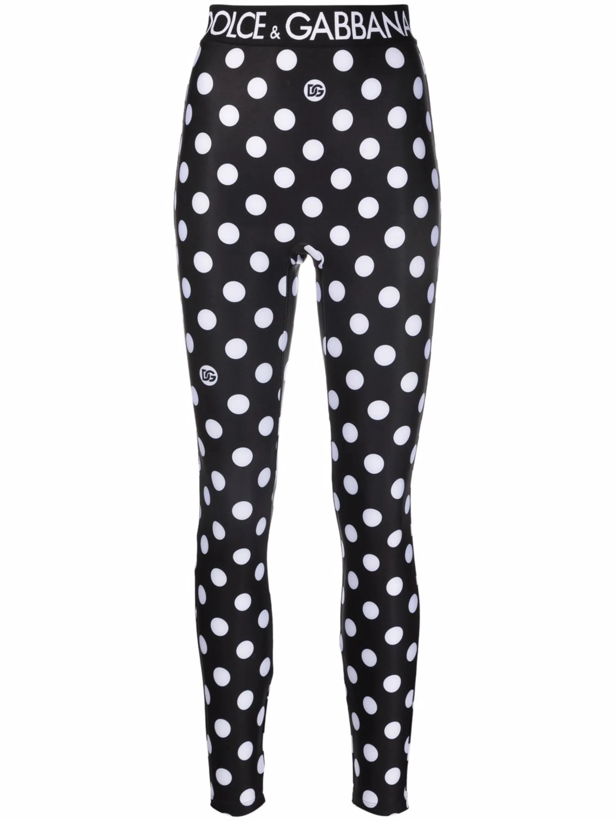 logo-waistband polka-dot leggings