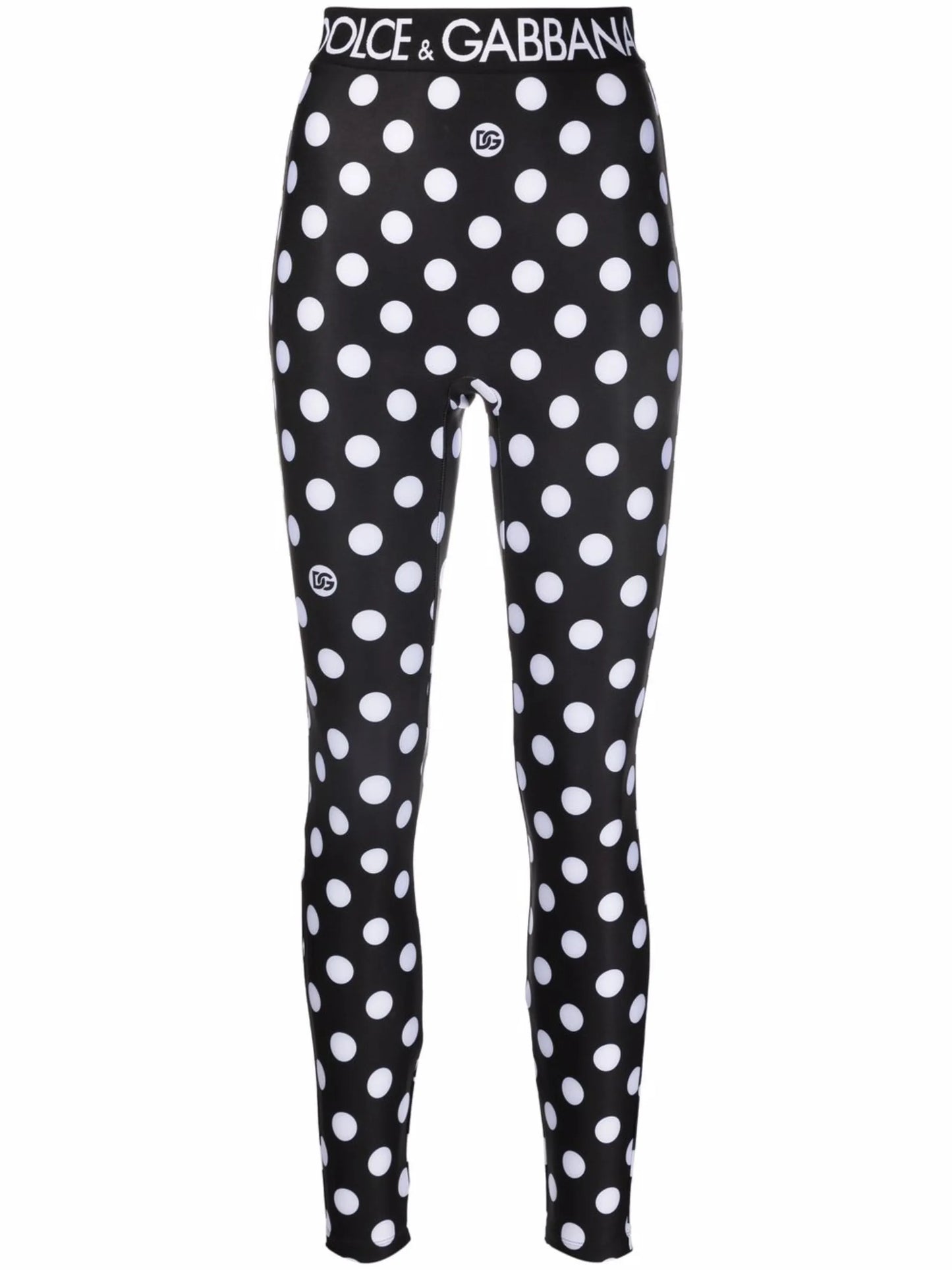 logo-waistband polka-dot leggings