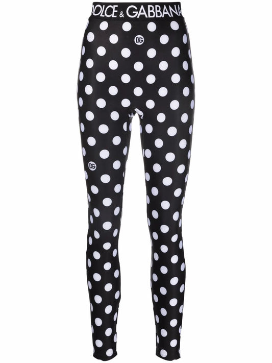 logo-waistband polka-dot leggings