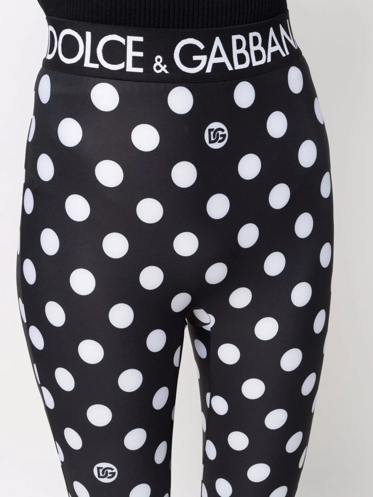 logo-waistband polka-dot leggings