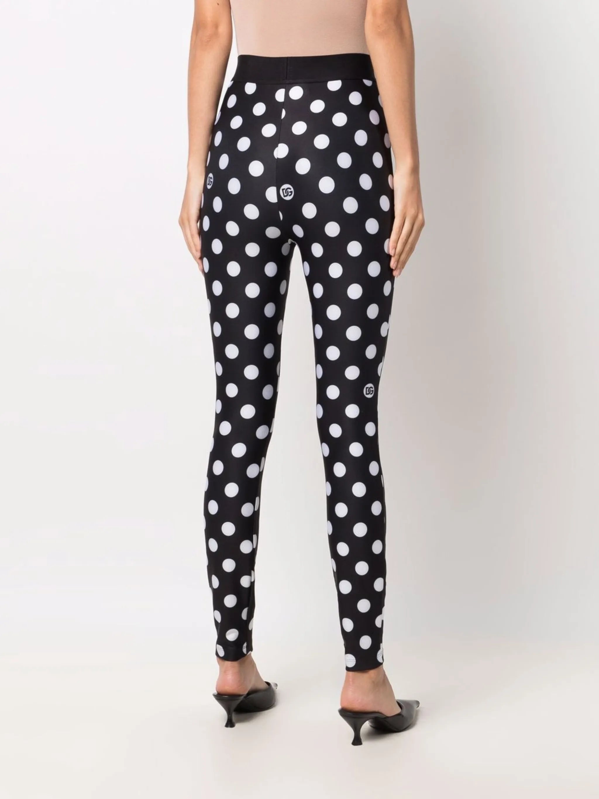 logo-waistband polka-dot leggings