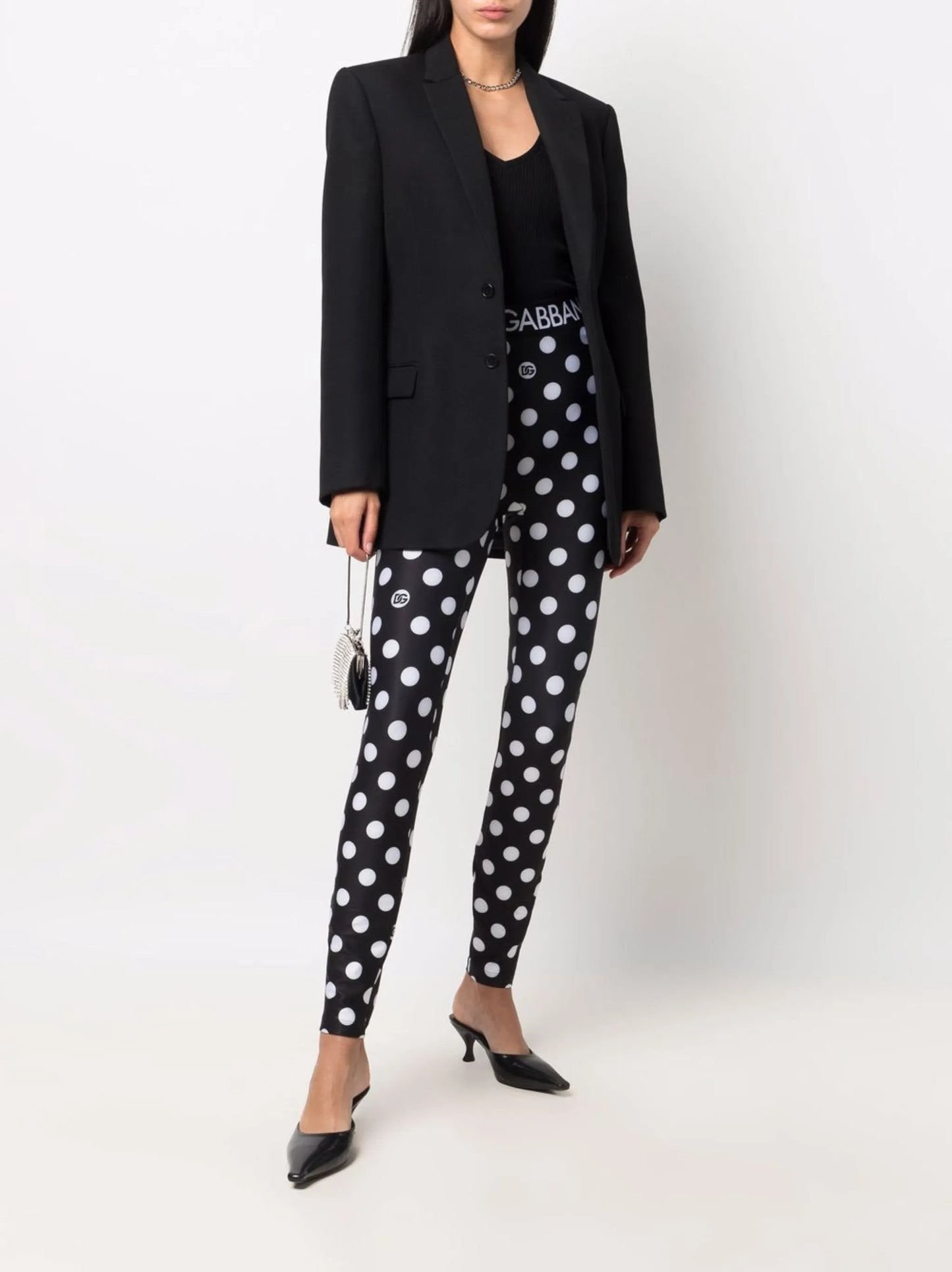 logo-waistband polka-dot leggings