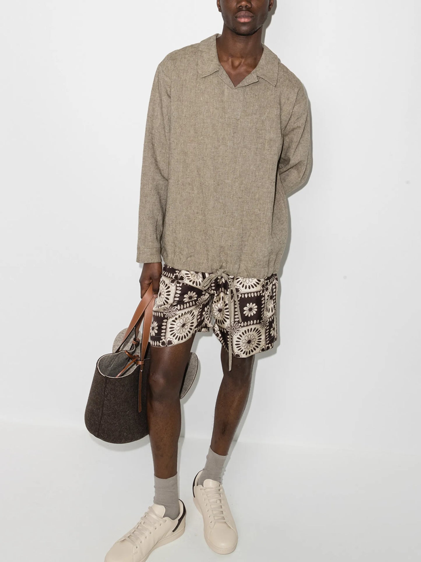 tile-print bermuda shorts