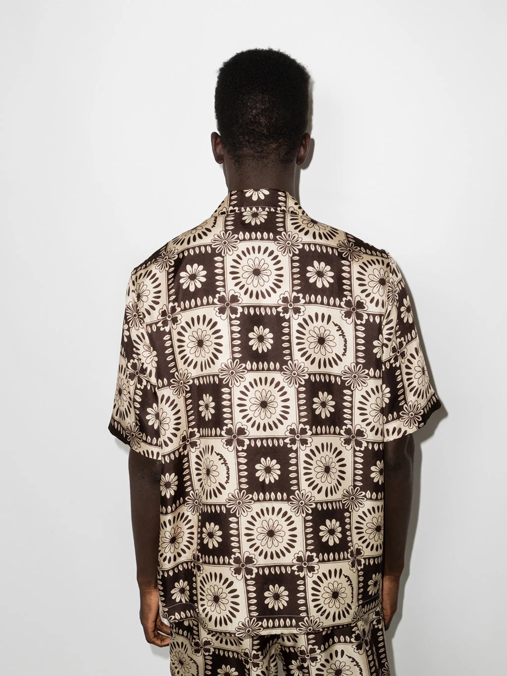 tile-print silk shirt