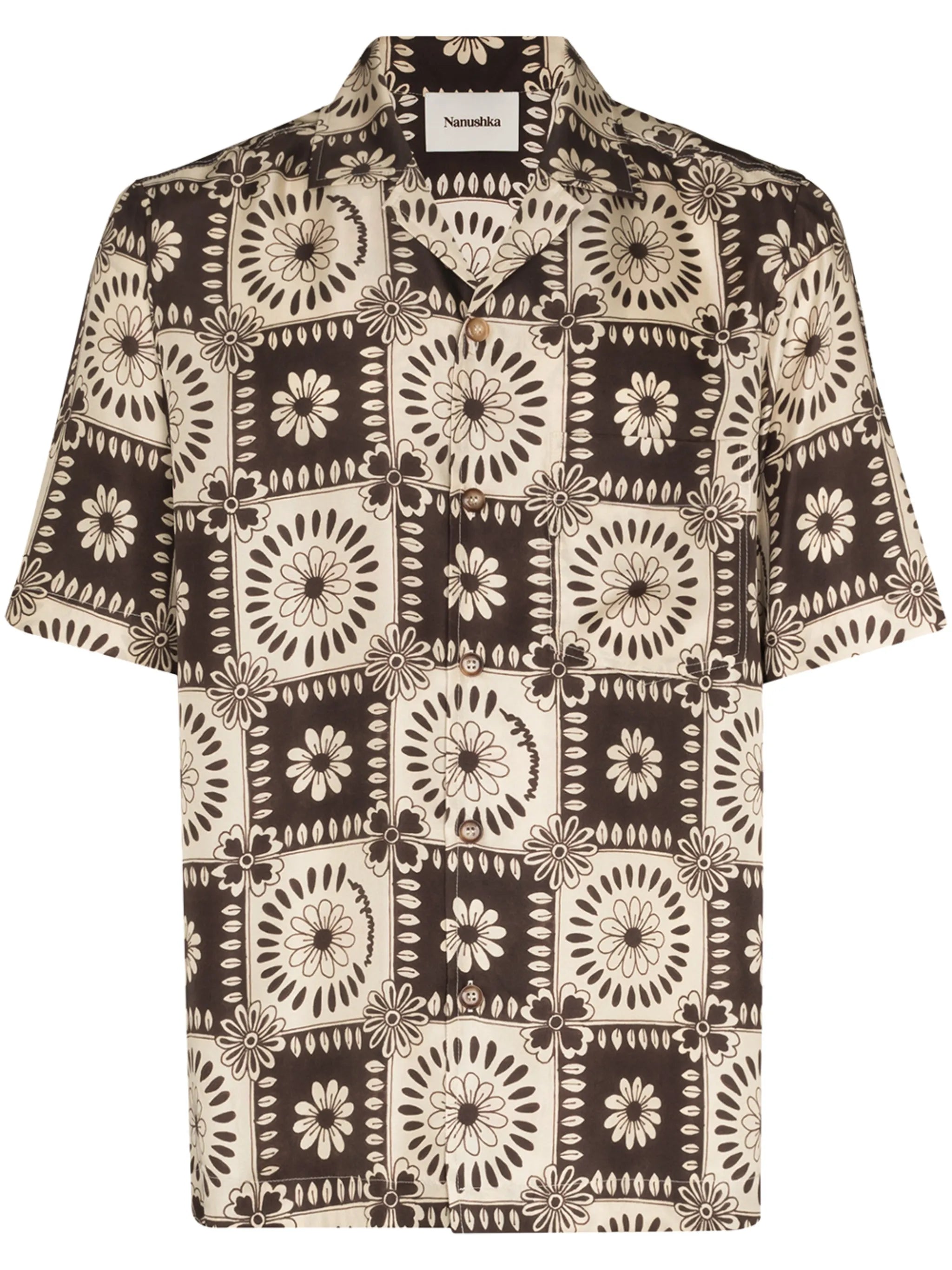 tile-print silk shirt