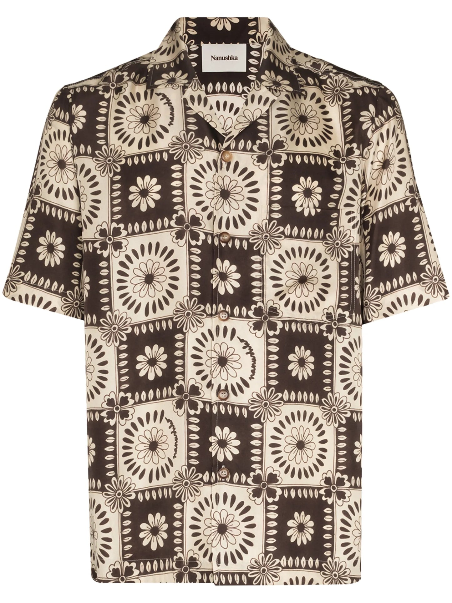 tile-print silk shirt