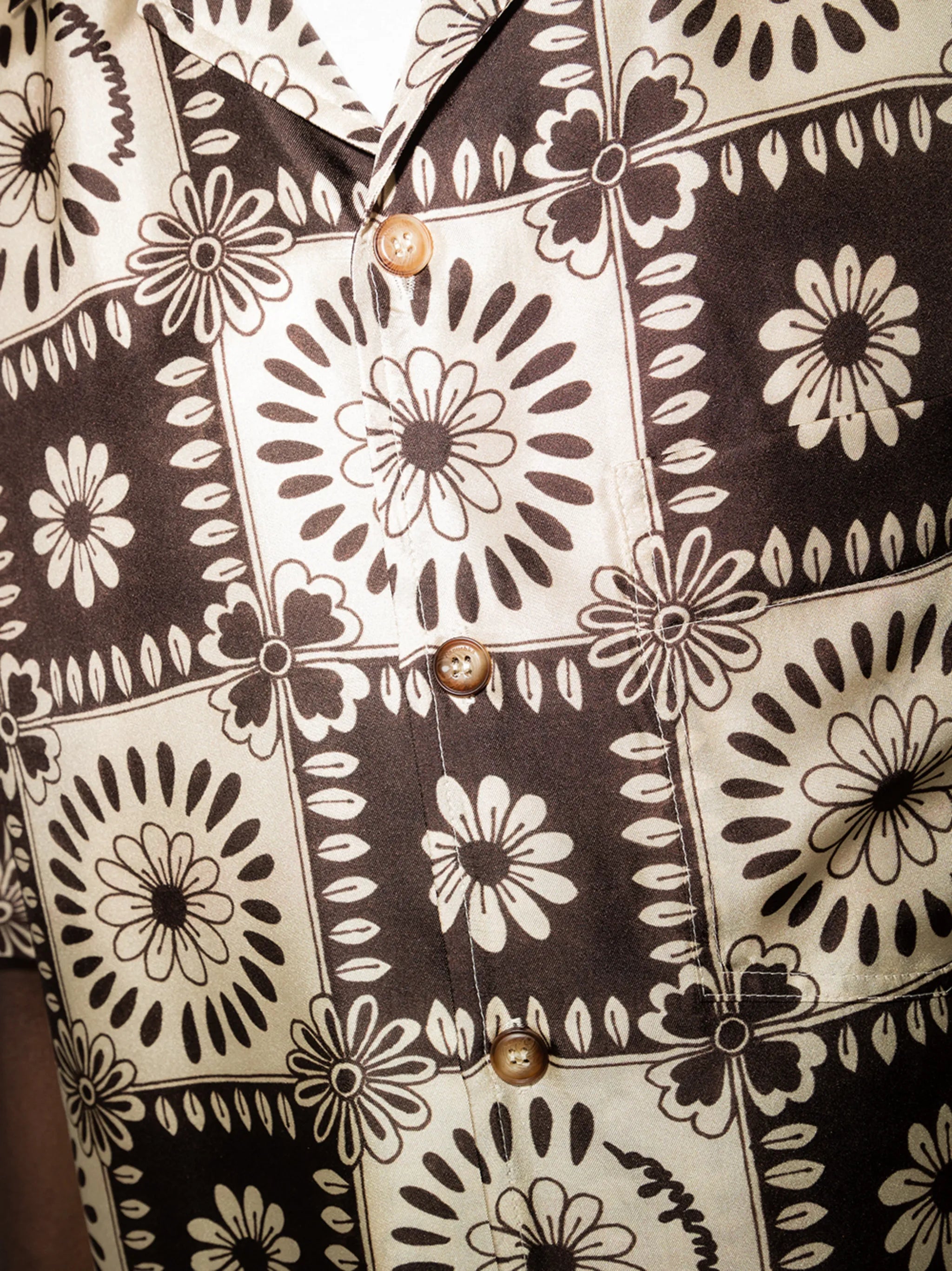 tile-print silk shirt
