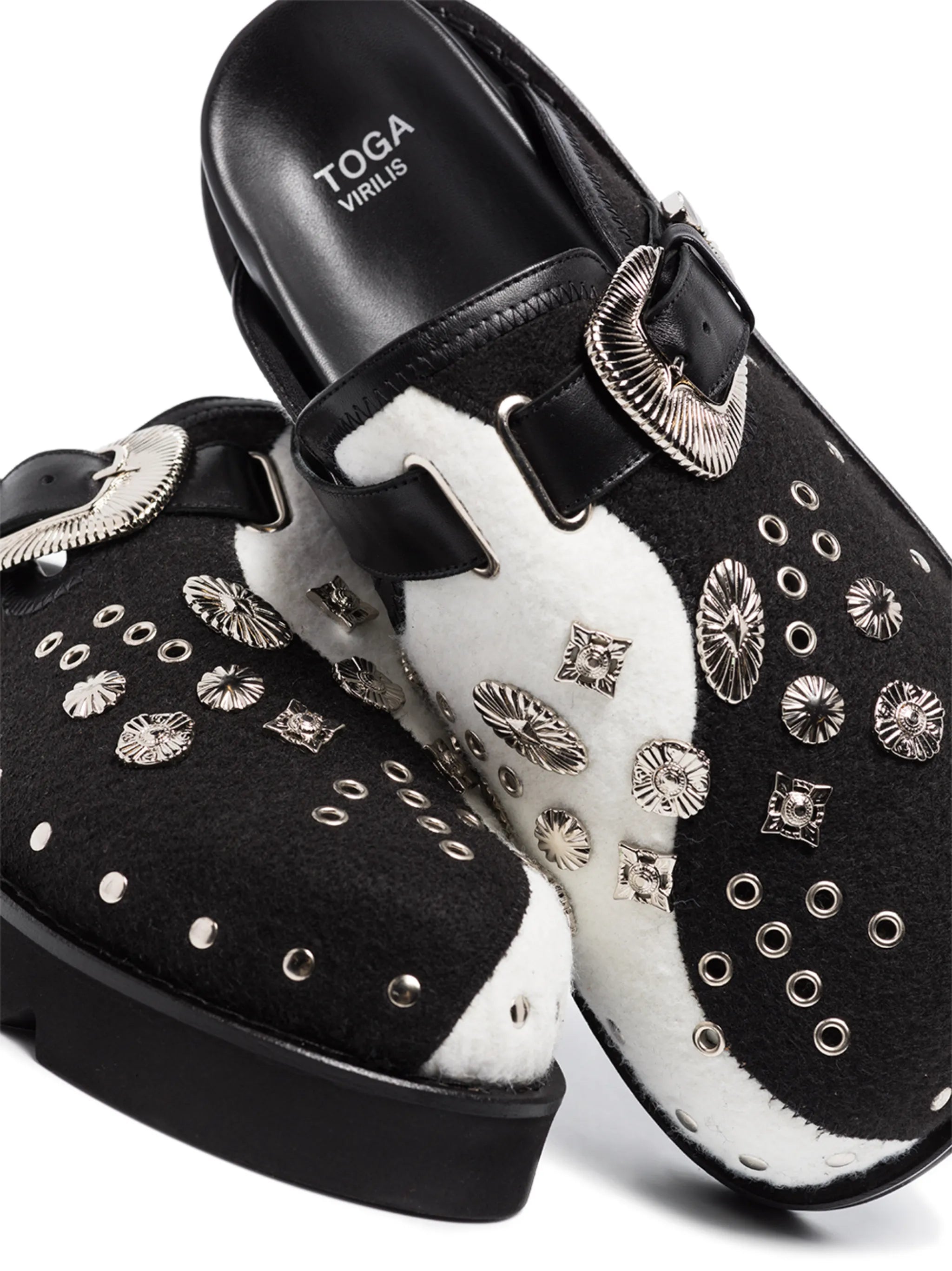 Yin Yang slip-on mules