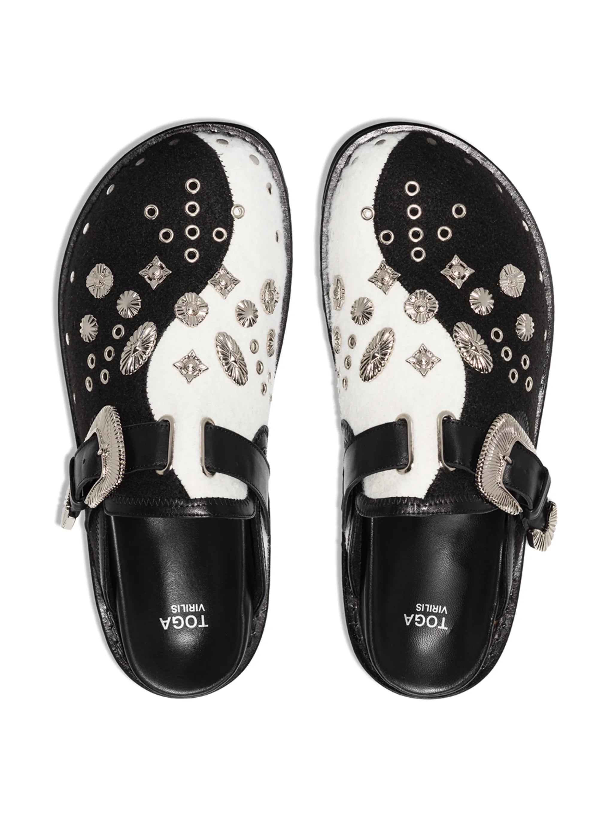 Yin Yang slip-on mules