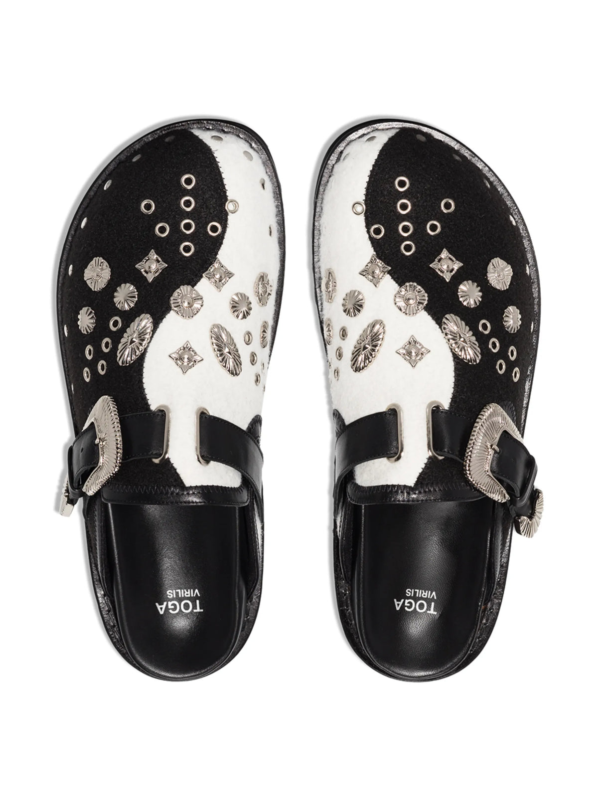 Yin Yang slip-on mules