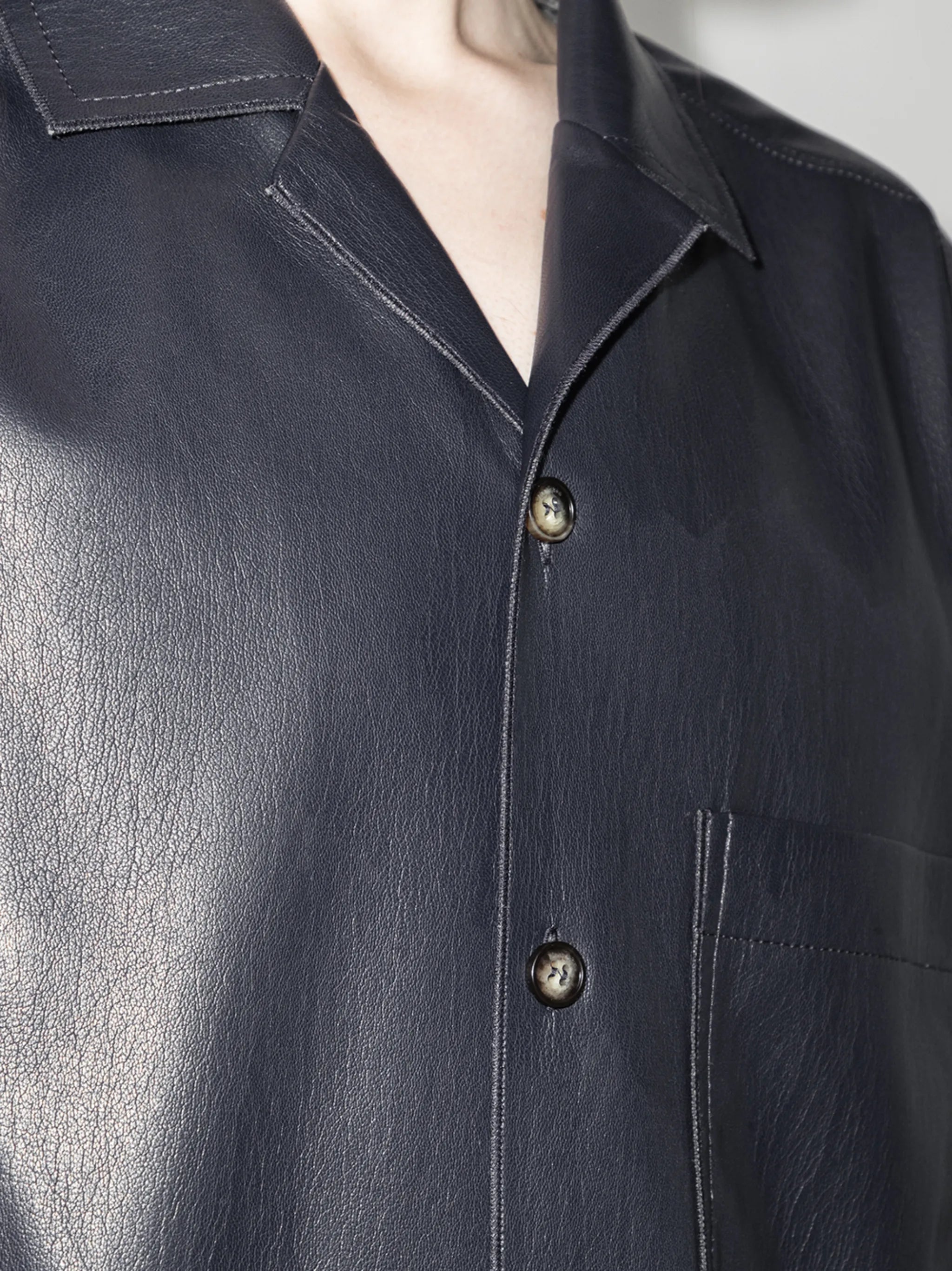 Bodil faux-leather shirt